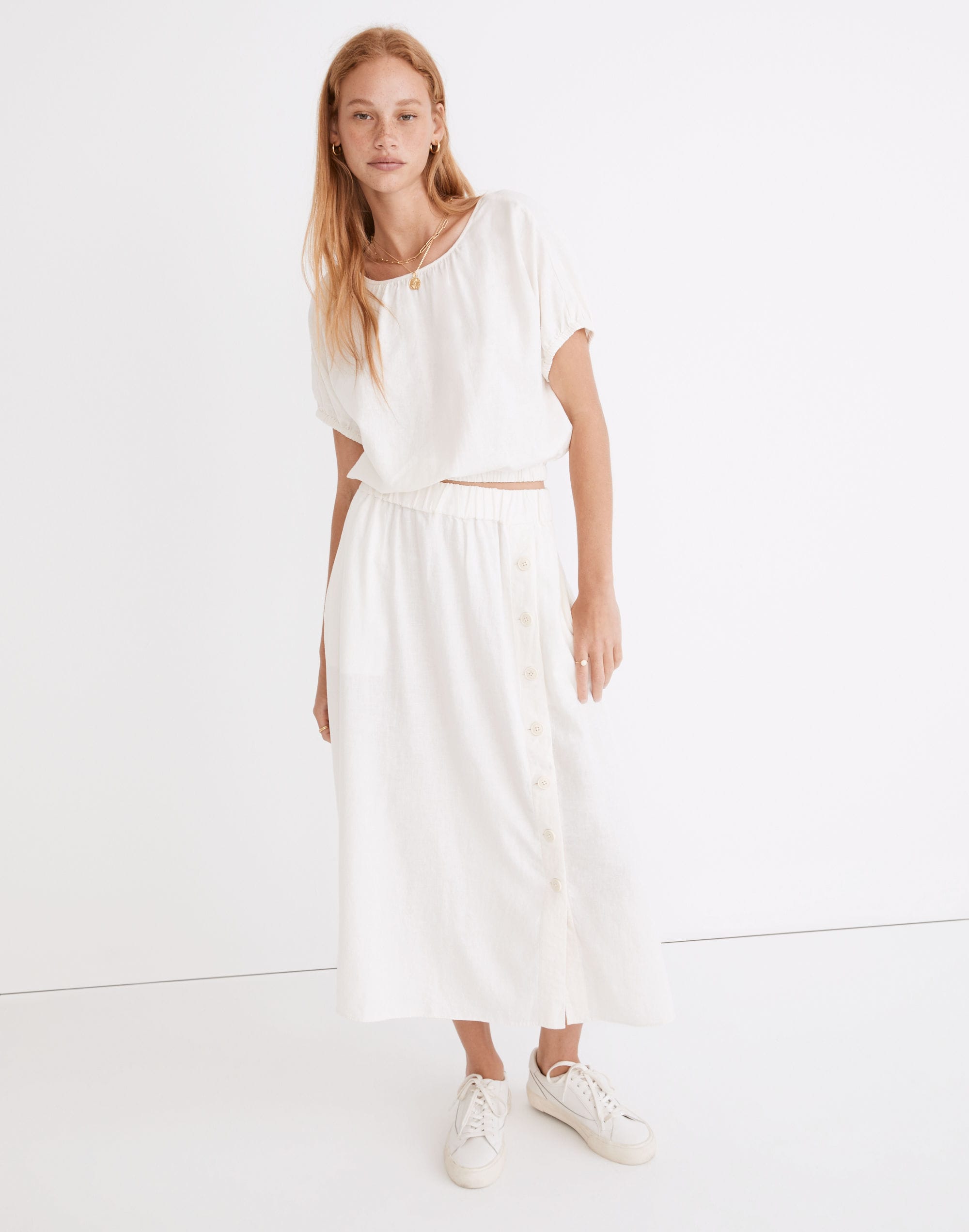 linen-blend michele bubble top