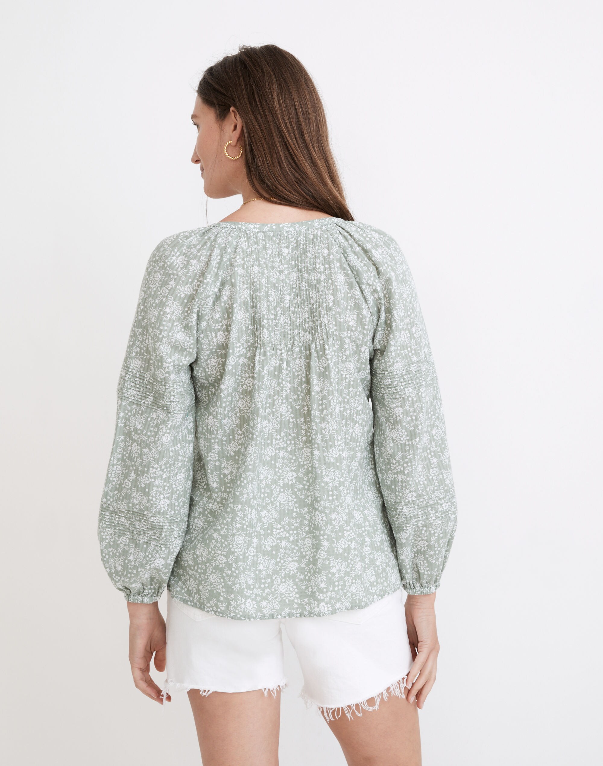 Pintuck Peasant Top in Piazza Floral
