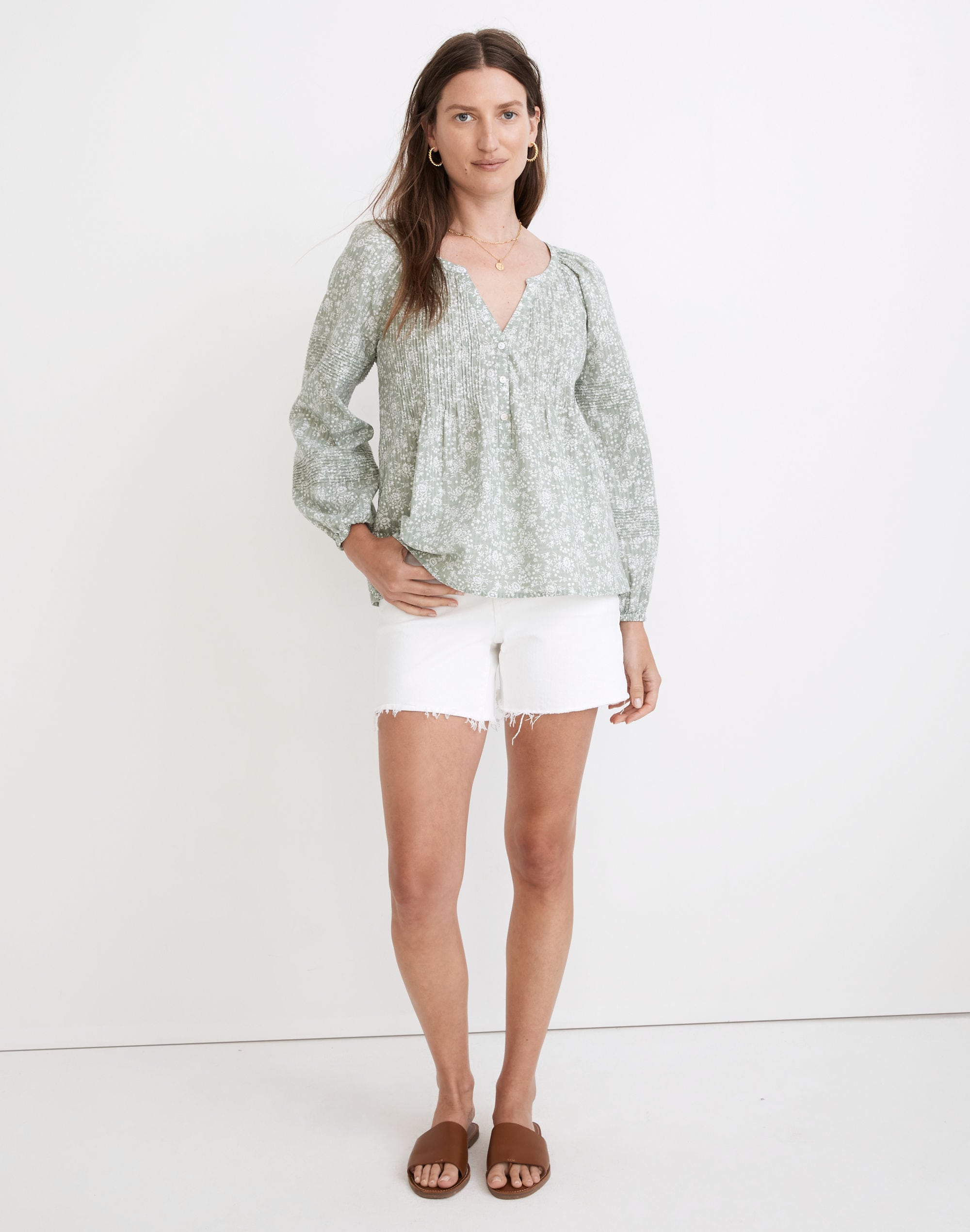 Pintuck Peasant Top in Piazza Floral
