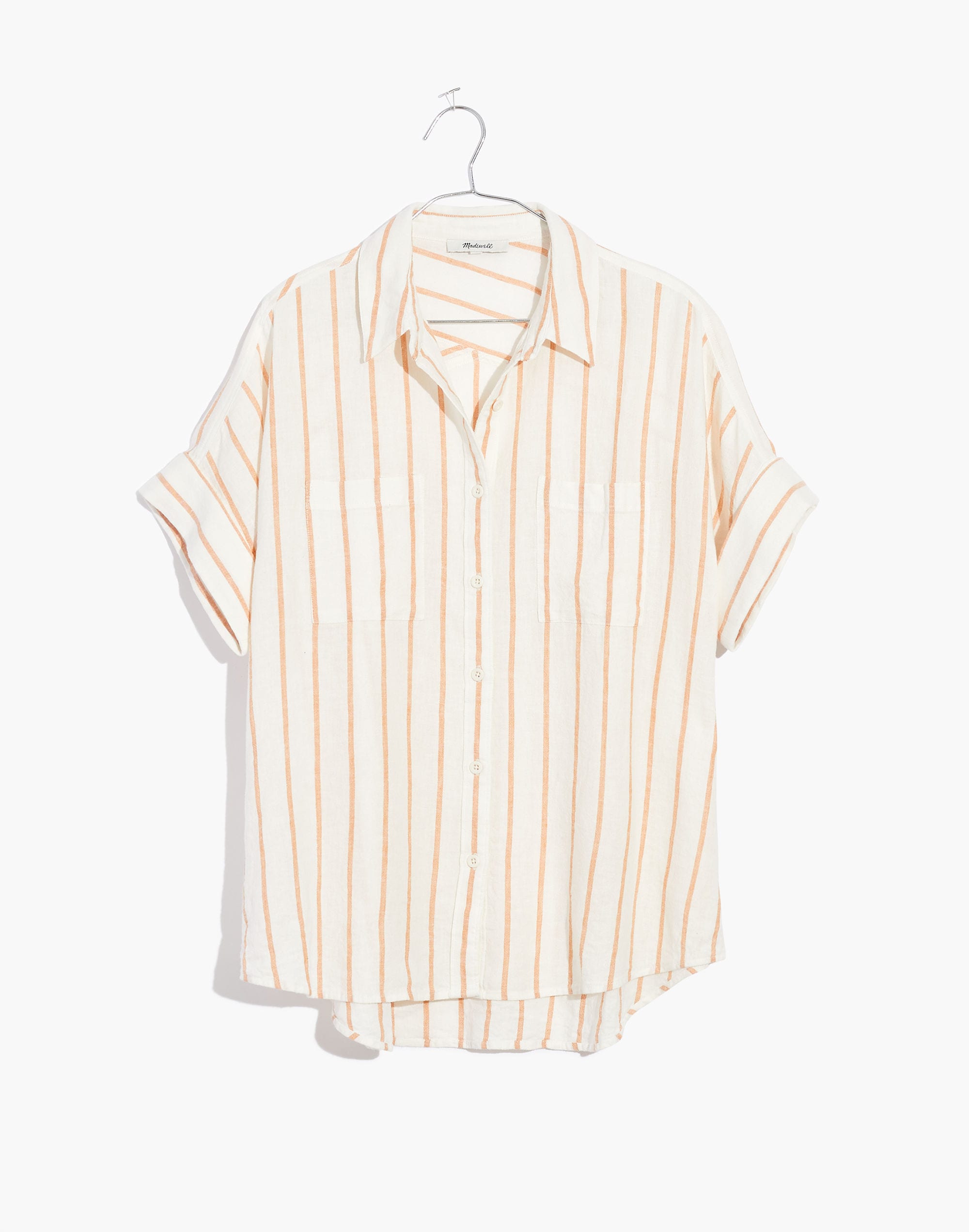 Linen-Blend Courier Shirt in Textured Stripe