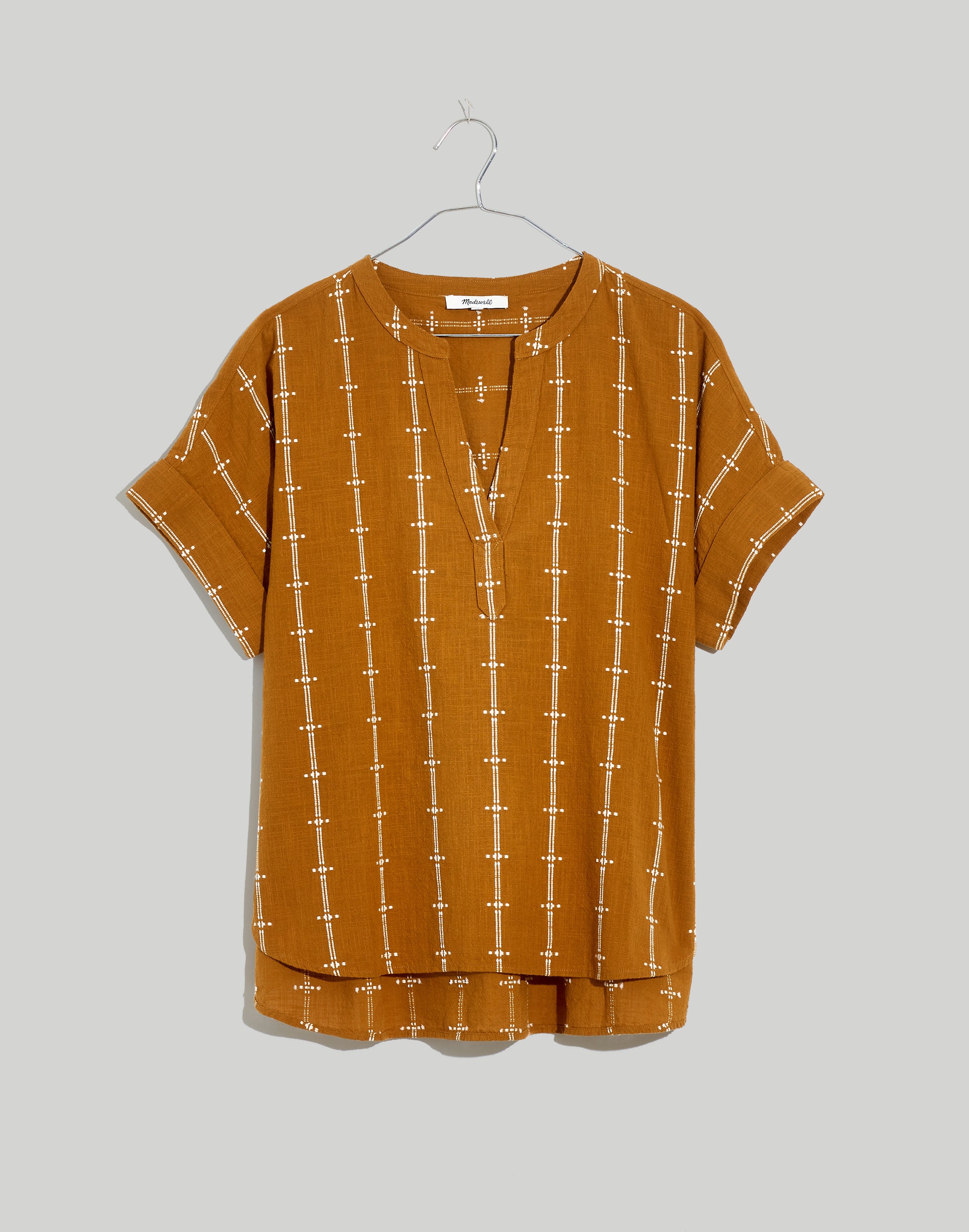 Lakeline Popover Shirttail Top in Jacquard Stripe