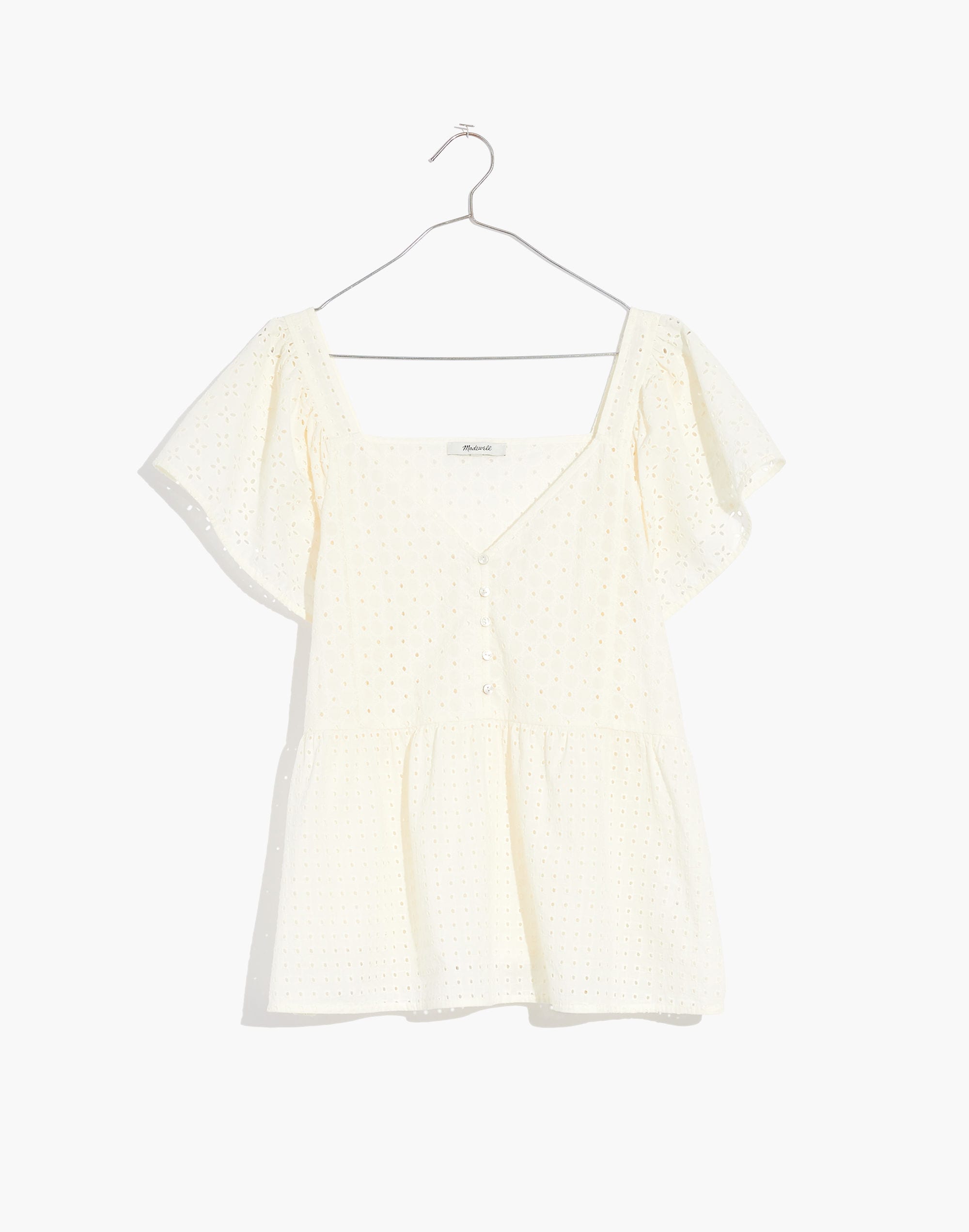 Patchwork Eyelet Peplum Top