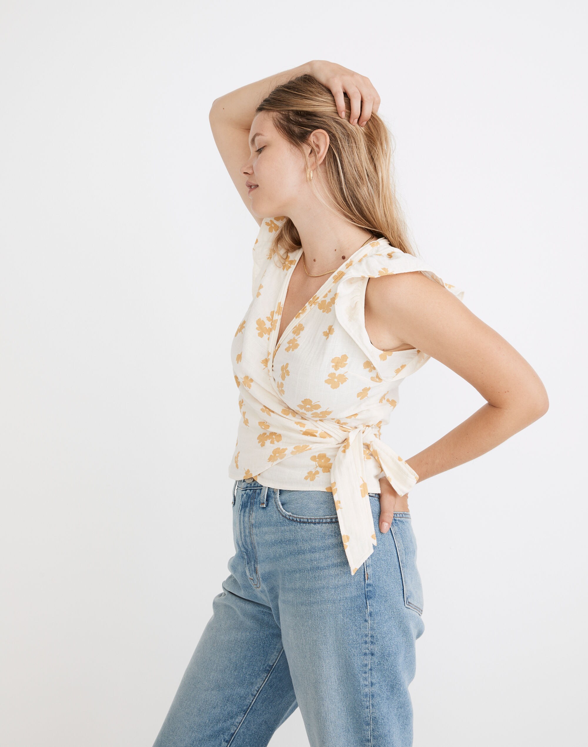 Flutter-Sleeve Wrap Top in Amalfi Floral