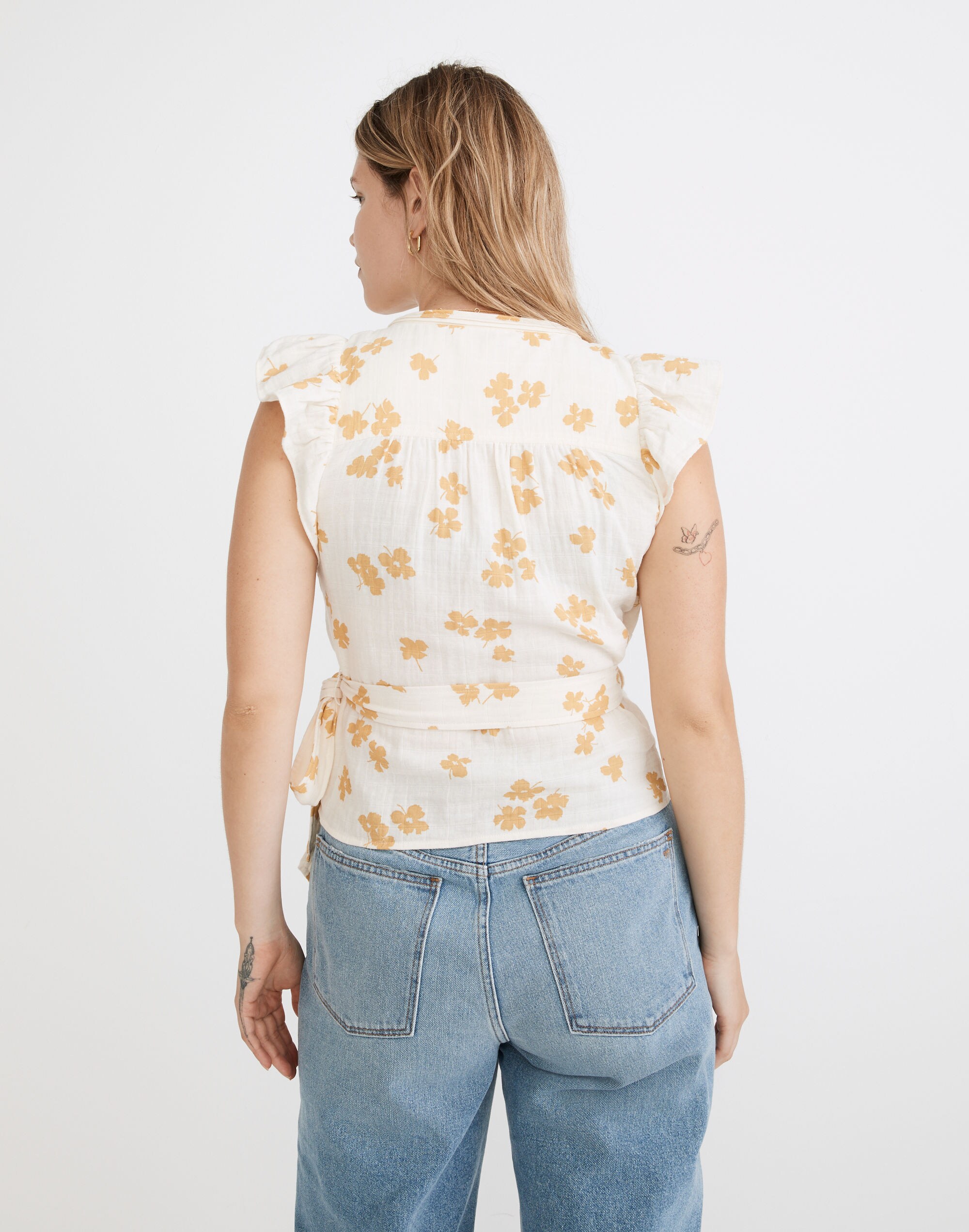 Flutter-Sleeve Wrap Top in Amalfi Floral