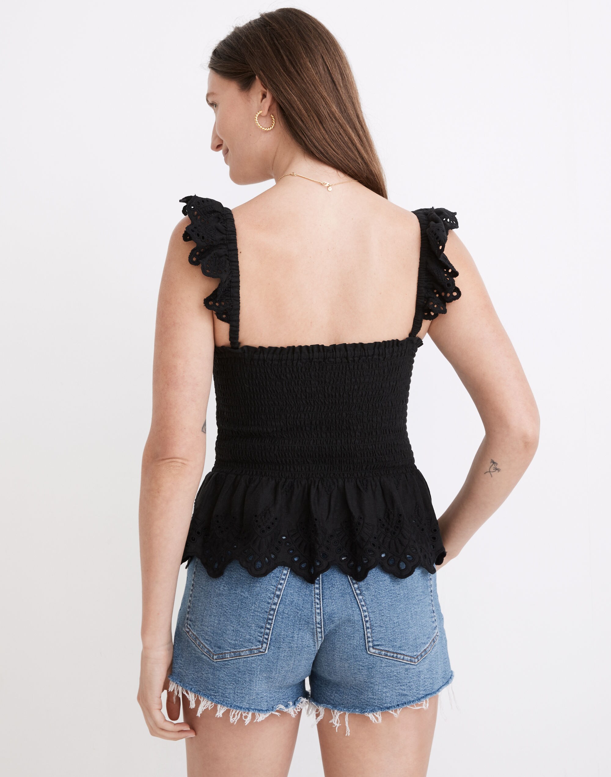 Linen-Blend Lucie Smocked Peplum Top