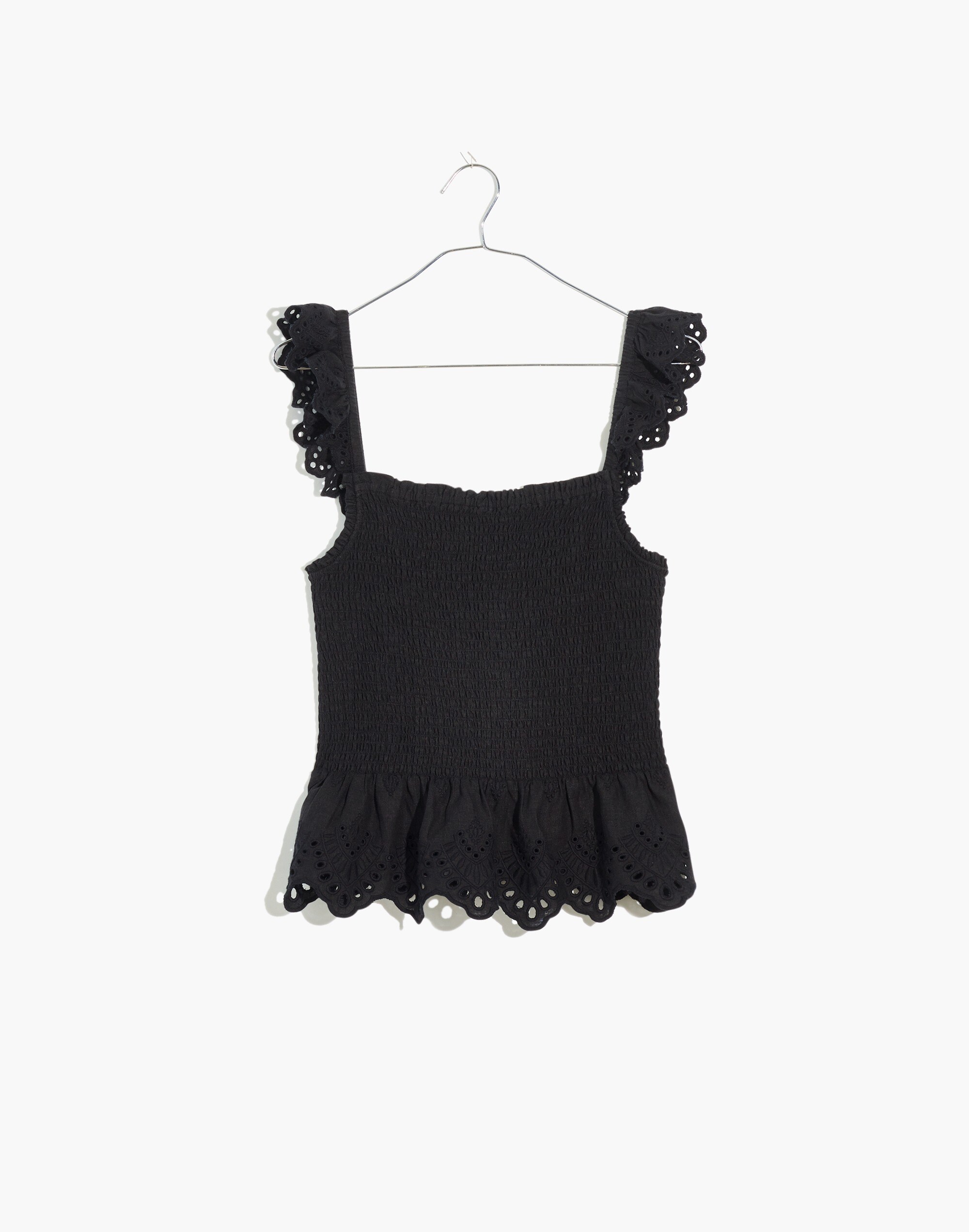 Linen-Blend Lucie Smocked Peplum Top