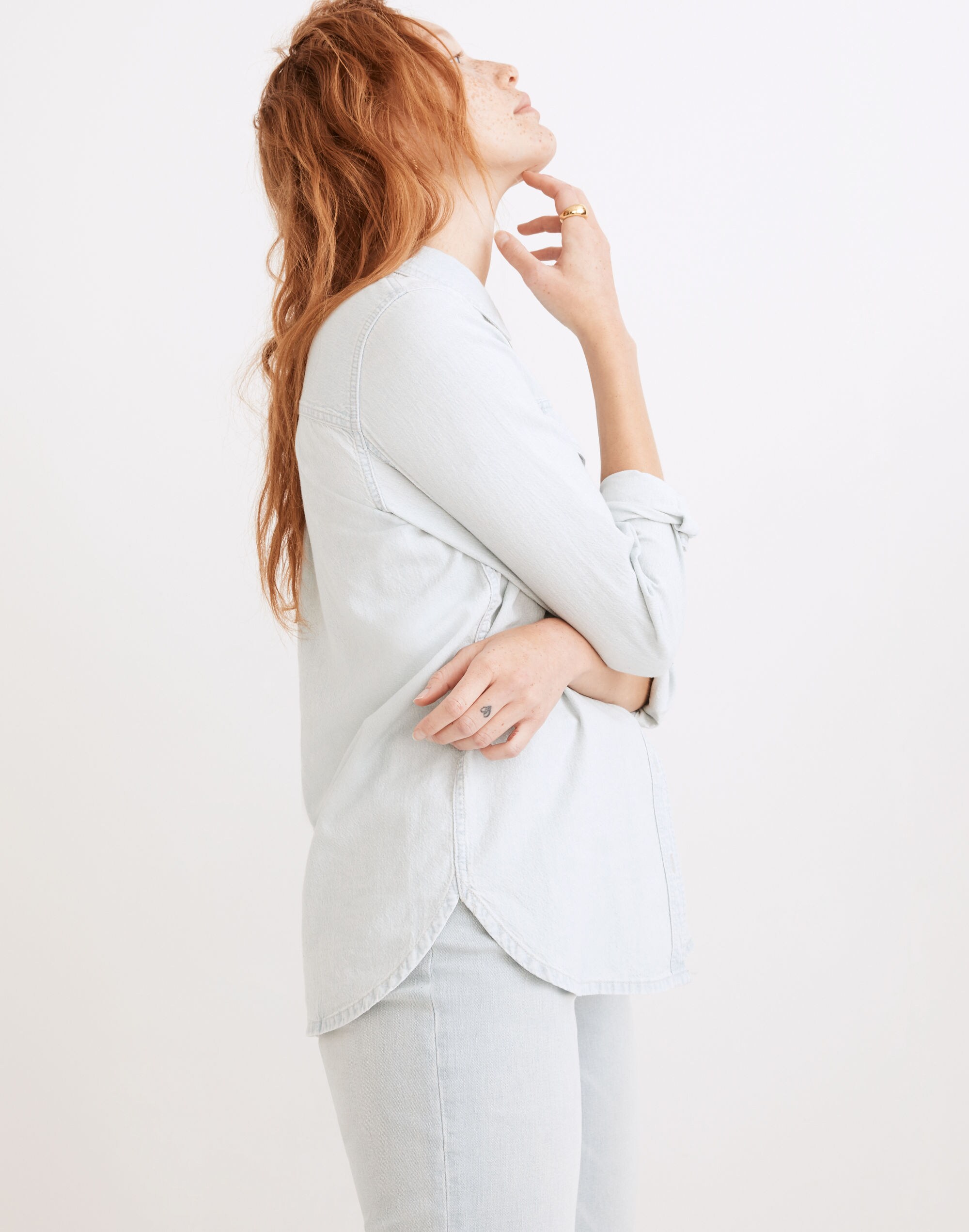 Denim Button-Up Shirt in Barford Wash