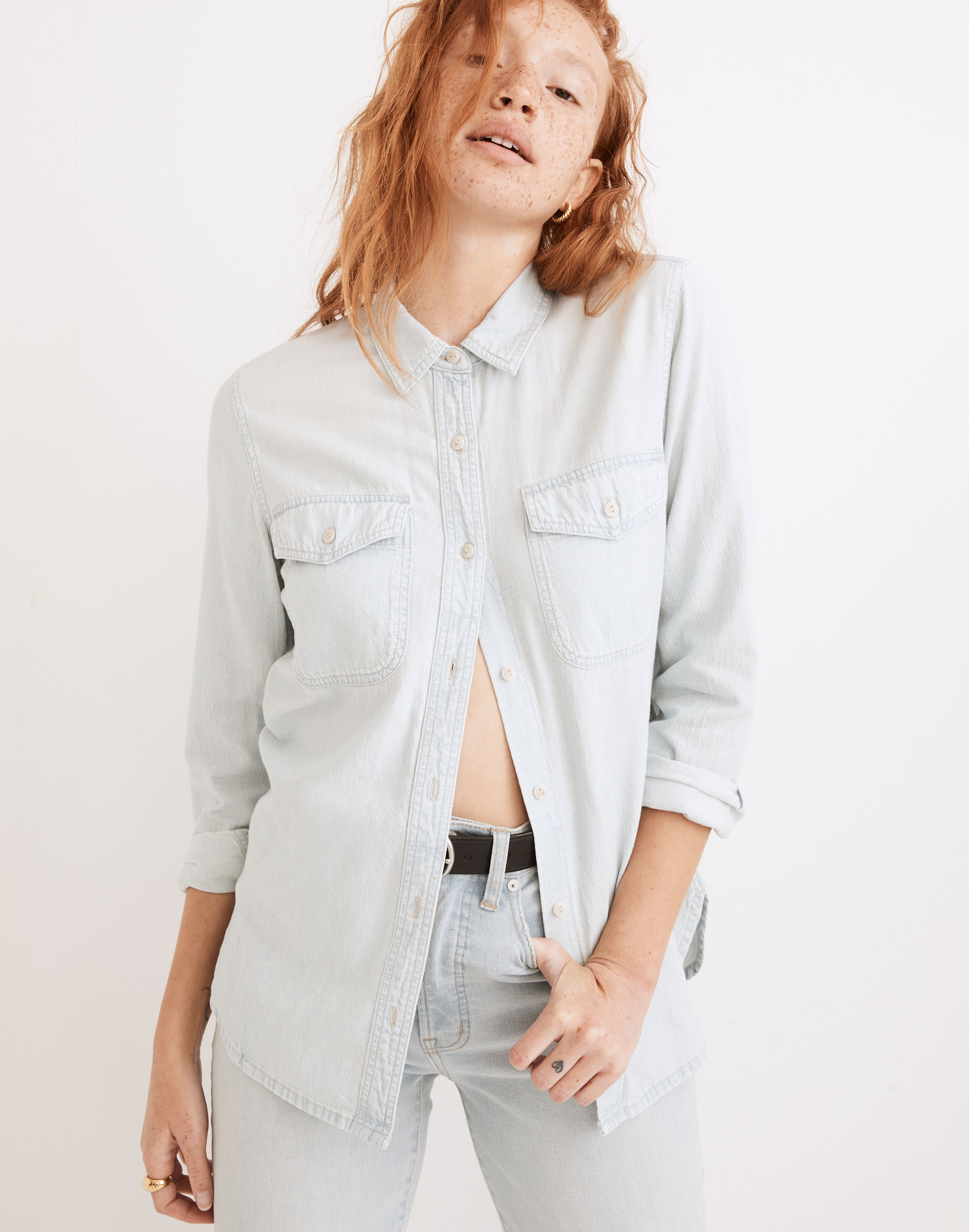Denim Button-Up Shirt in Barford Wash