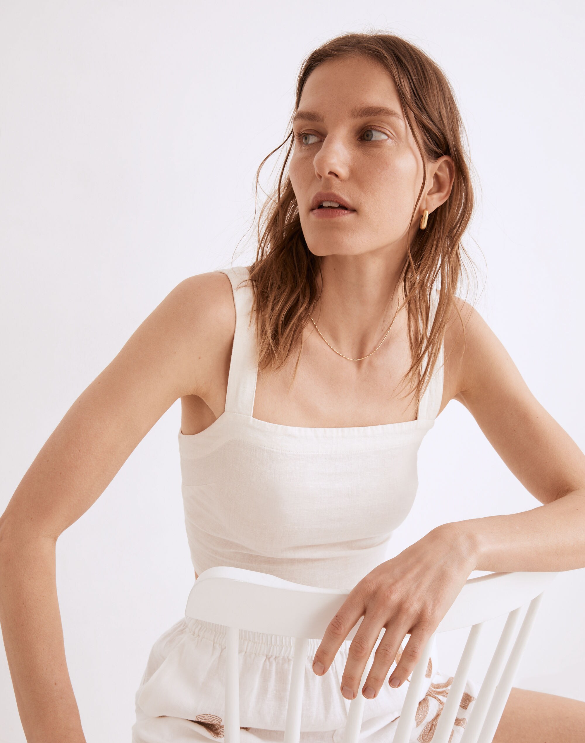 Linen-Blend Abbie Crop Top