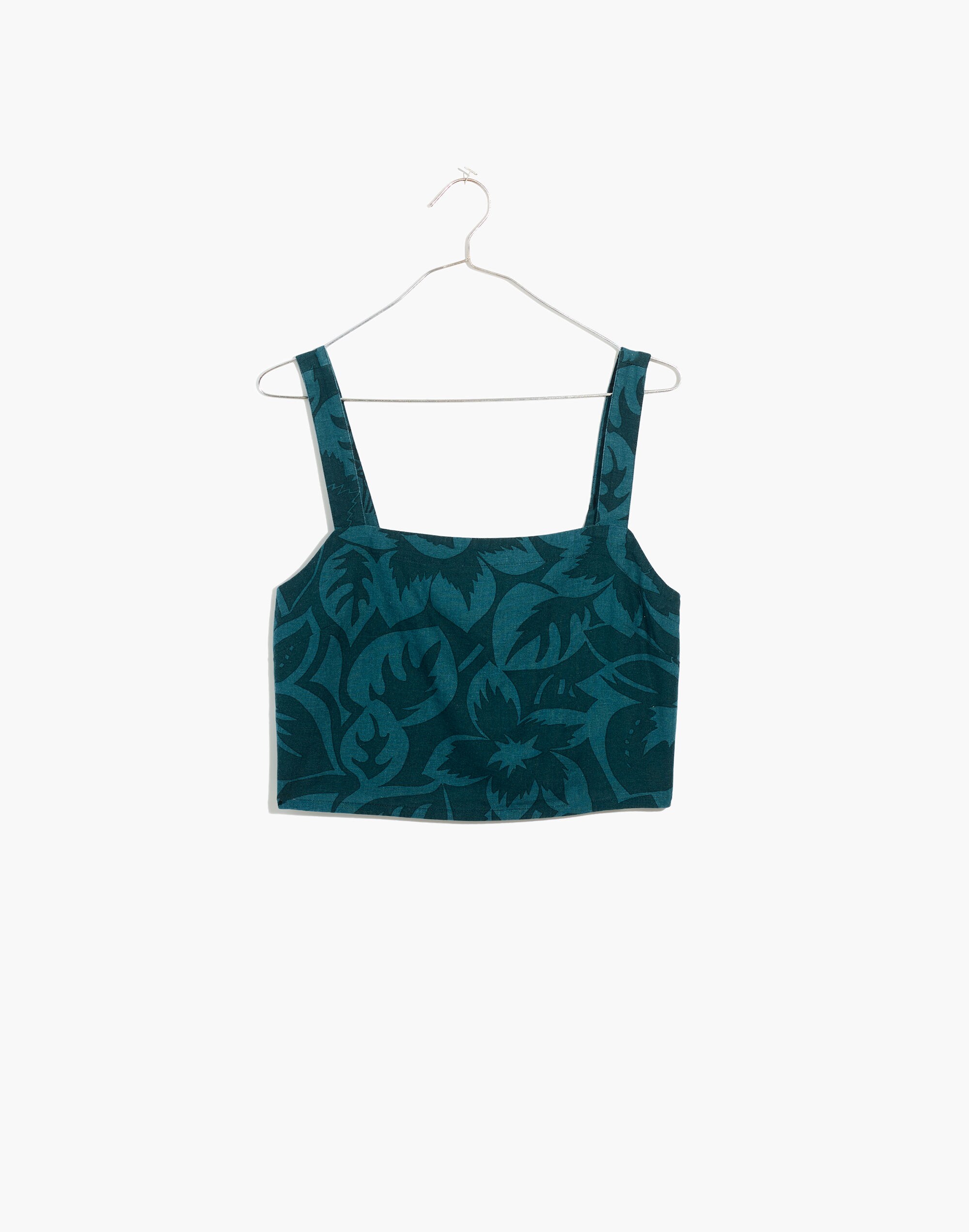 Linen-Blend Abbie Crop Top in Tropicale Floral
