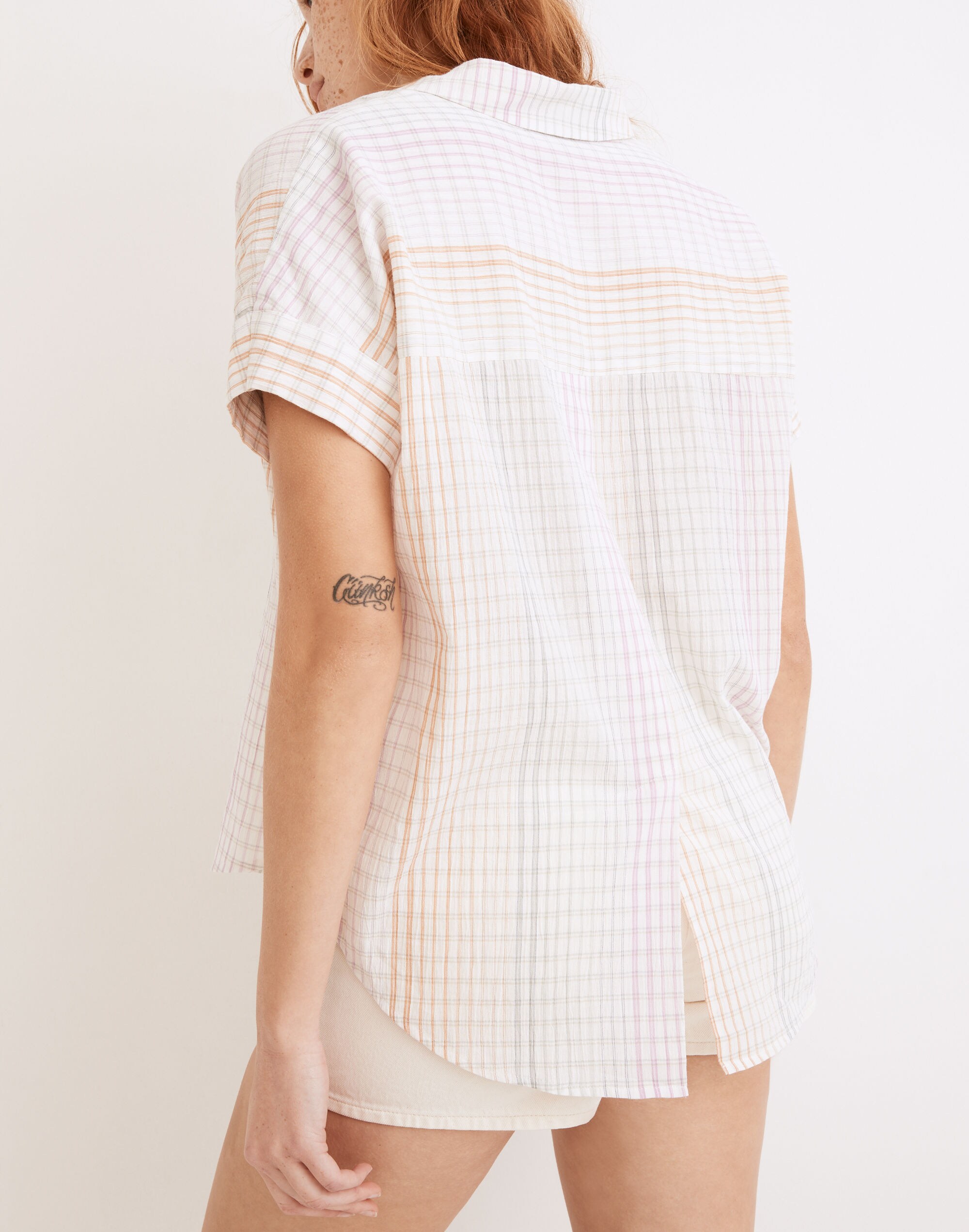Lakeline Popover Shirt in Ombr&eacute; Rainbow Plaid