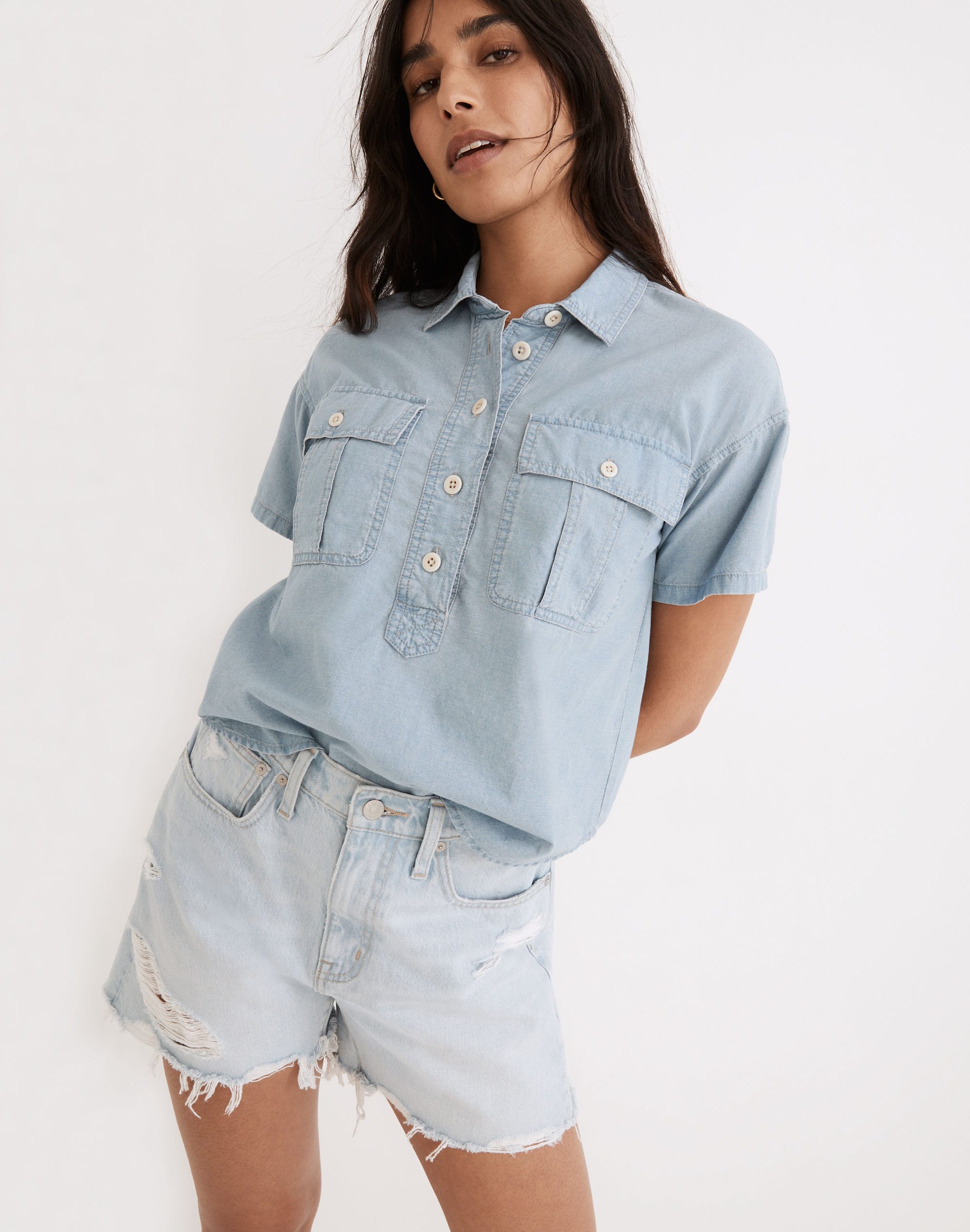 Indigo Safari Popover Shirt