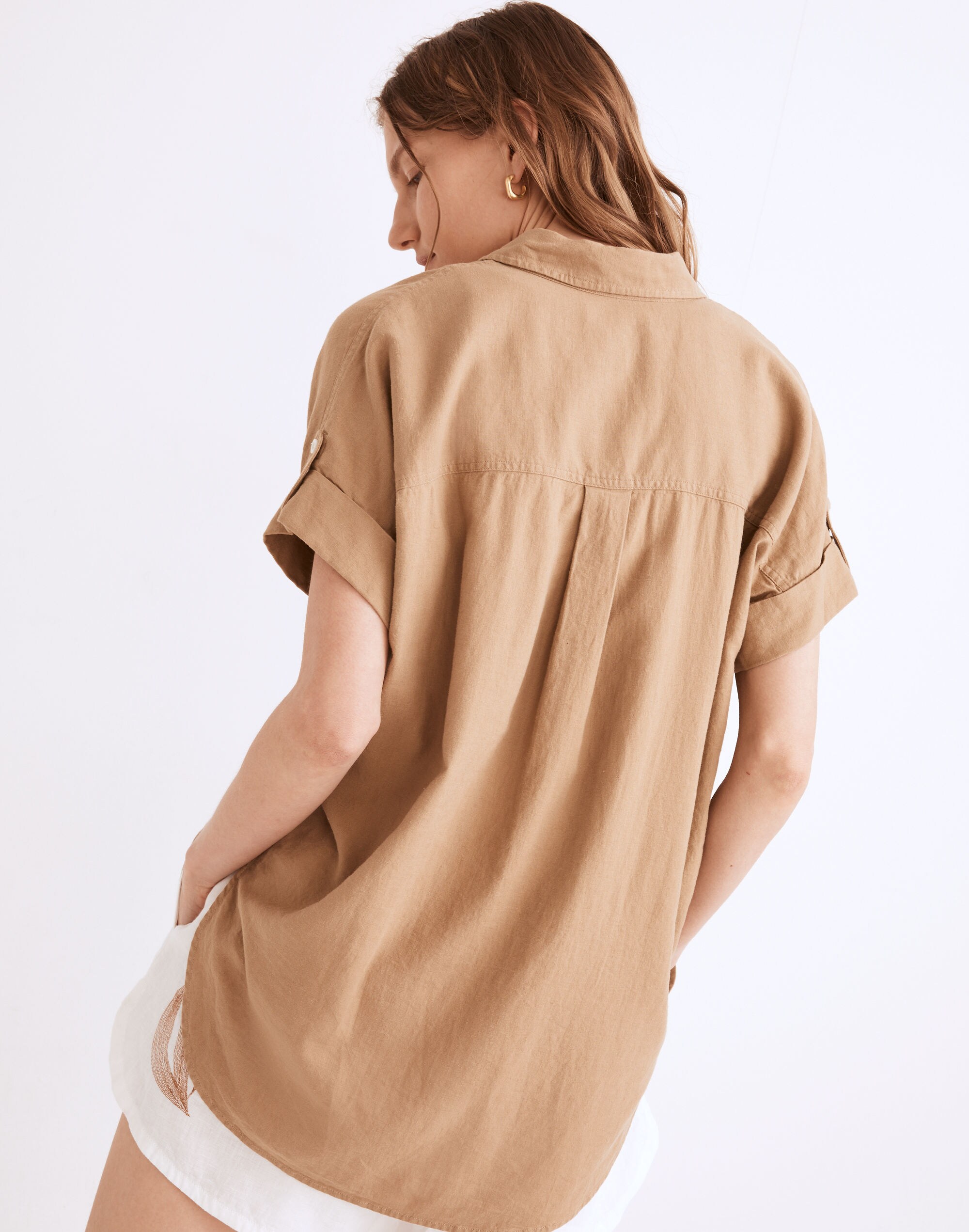 Linen-Blend Courier Tunic Shirt