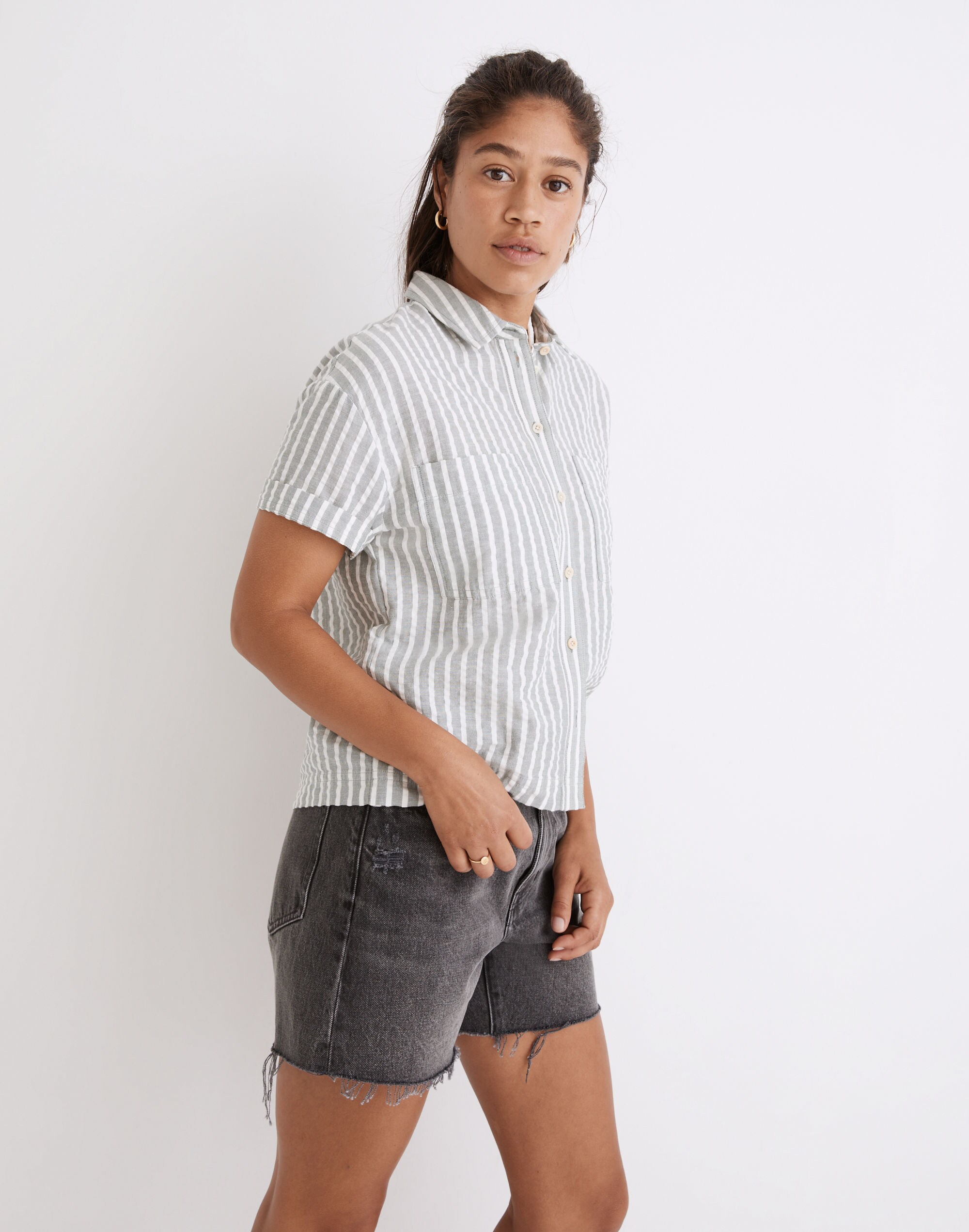 Seersucker Beachside Shirt in Stripe