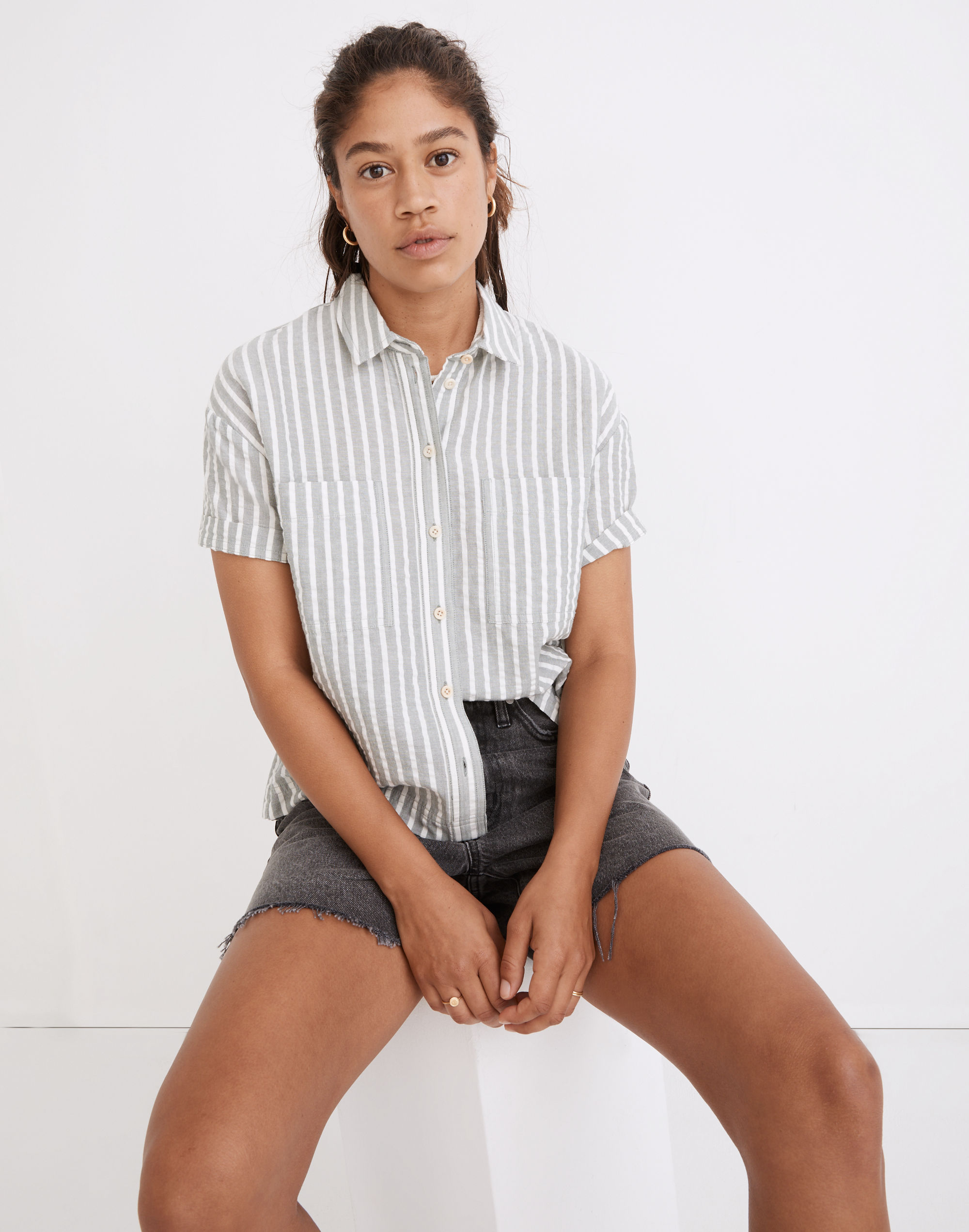seersucker beachside shirt in stripe