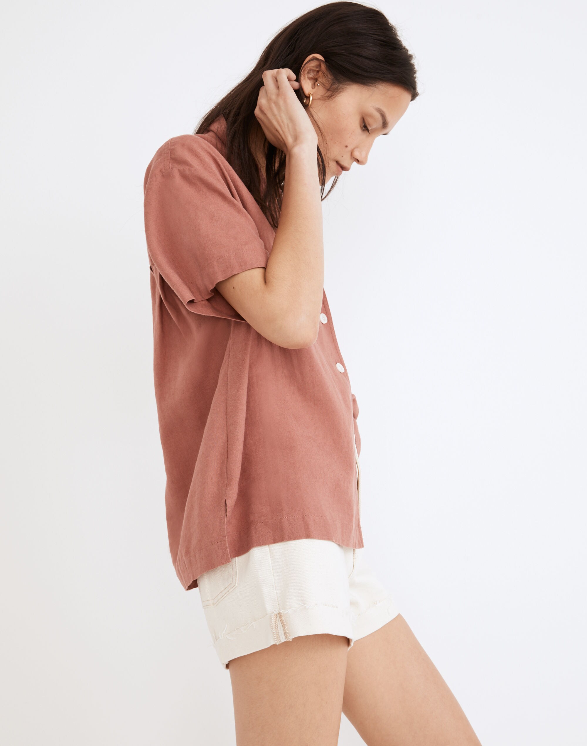 Linen-Blend Camp Shirt