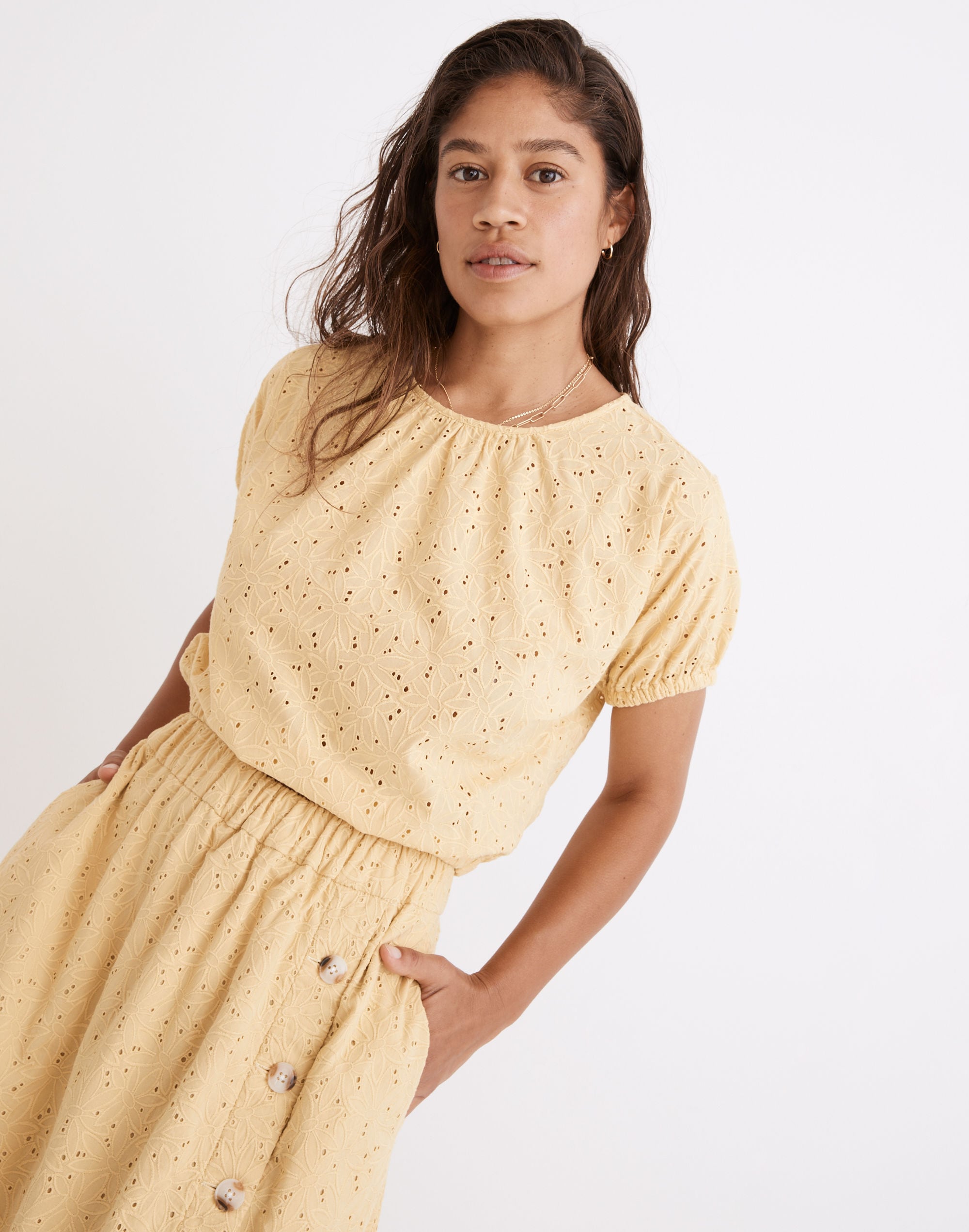 Eyelet Michele Bubble Top in Dream-On Daisies