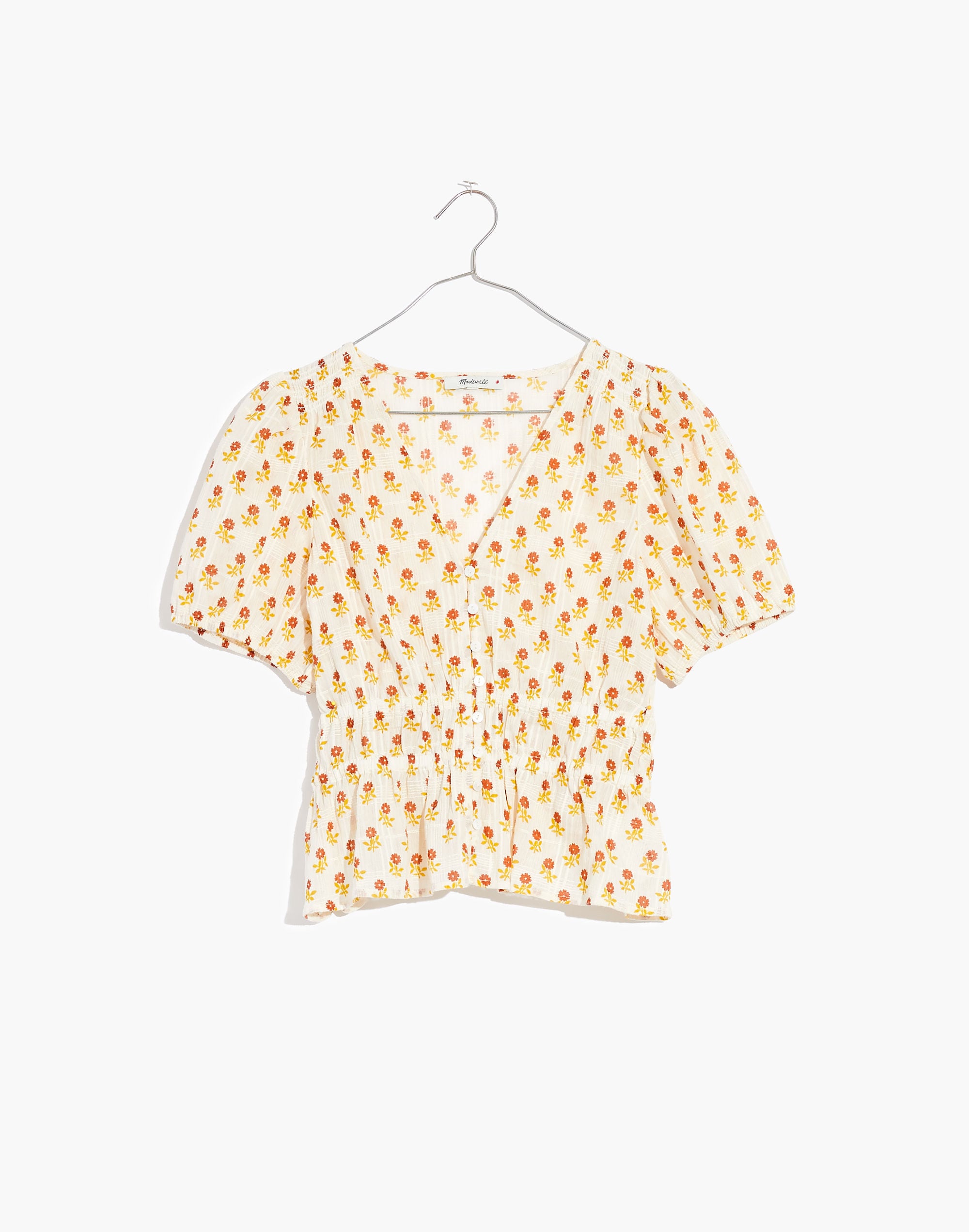 Sophia Short-Sleeve Top in Wild Calendula Block-Print