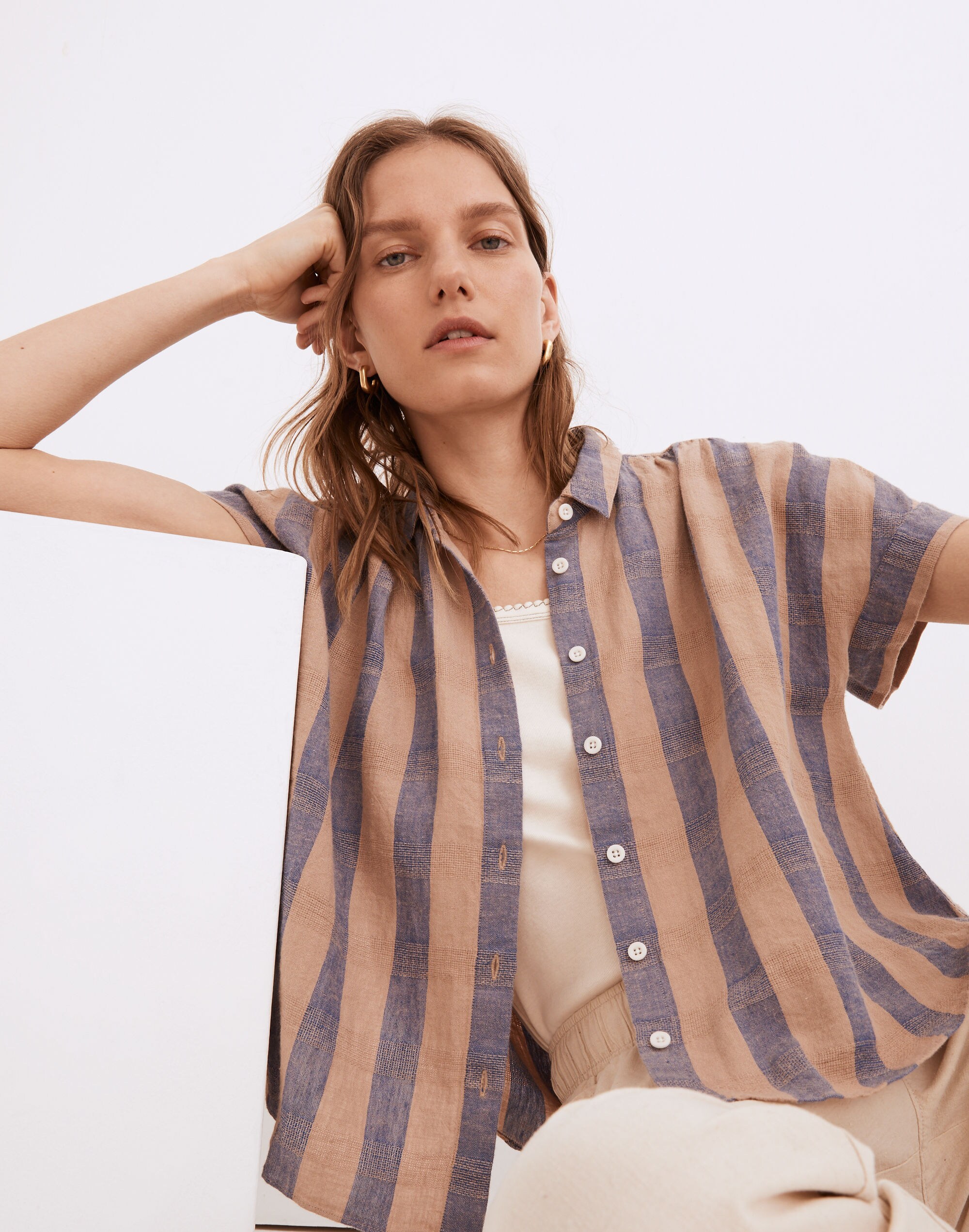 Linen-Blend Hilltop Shirt in Bayley Stripe