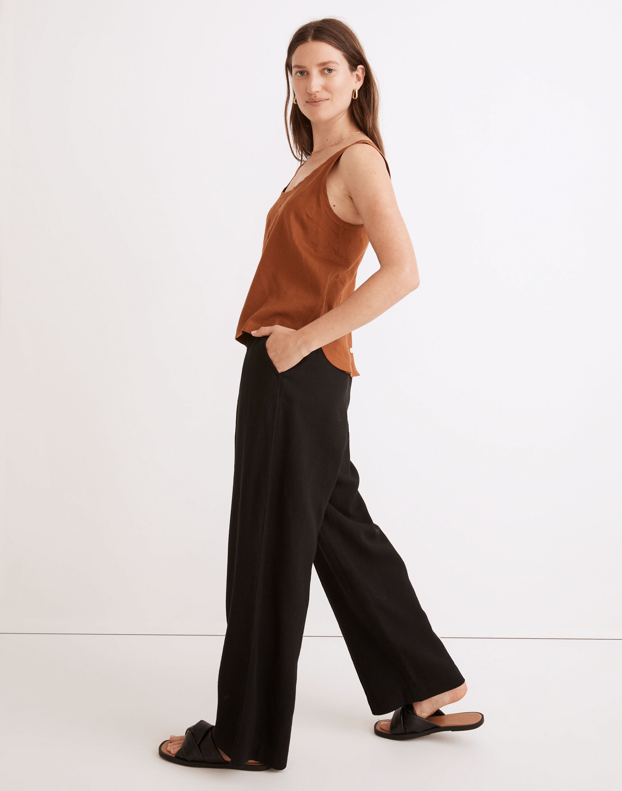 Hemp-Blend Shirttail Tank Top