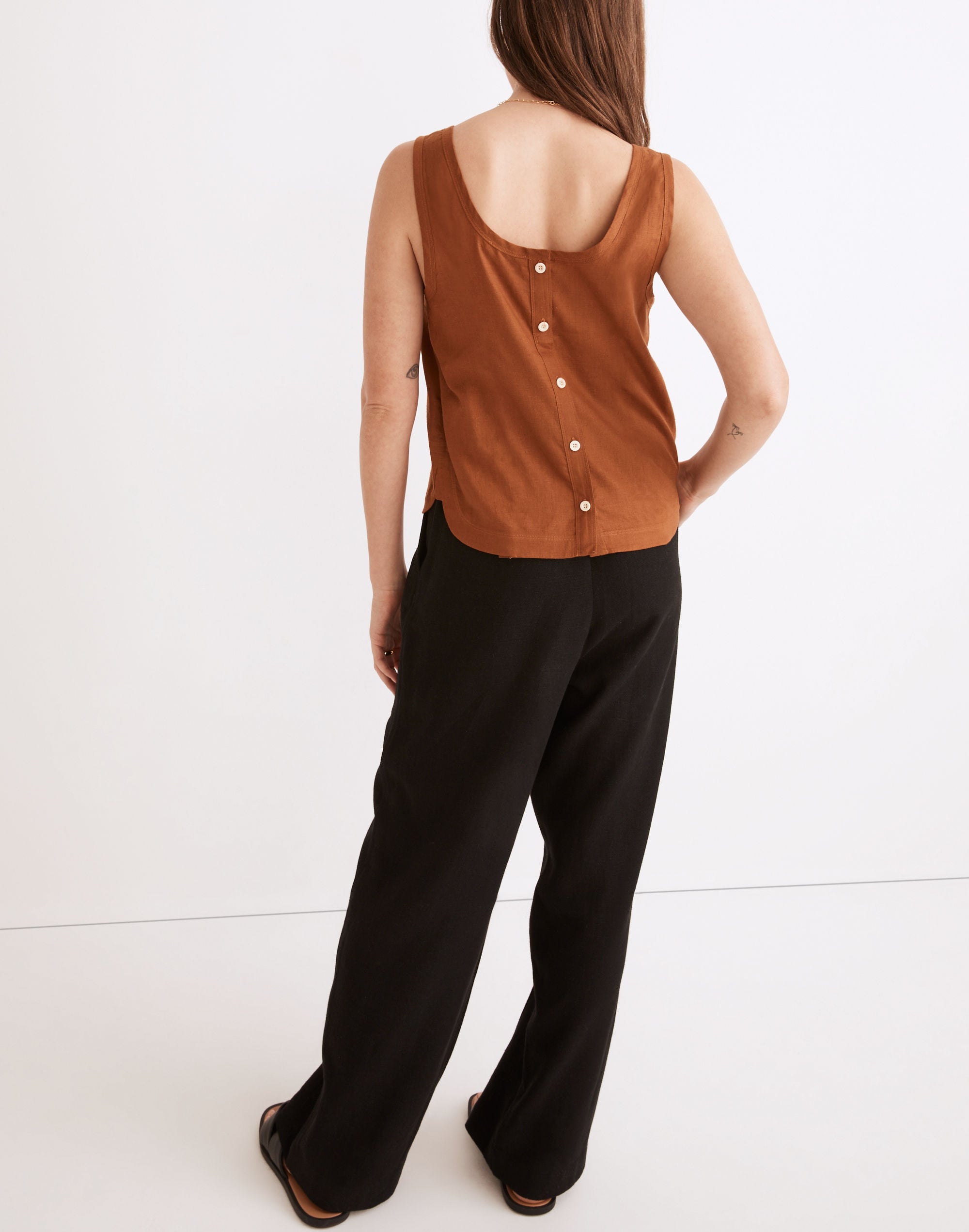 Hemp-Blend Shirttail Tank Top
