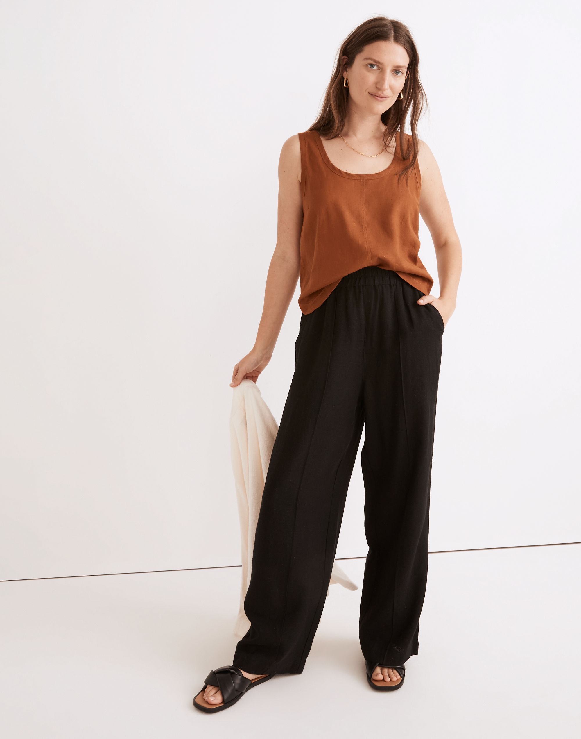 hemp-blend shirttail tank top