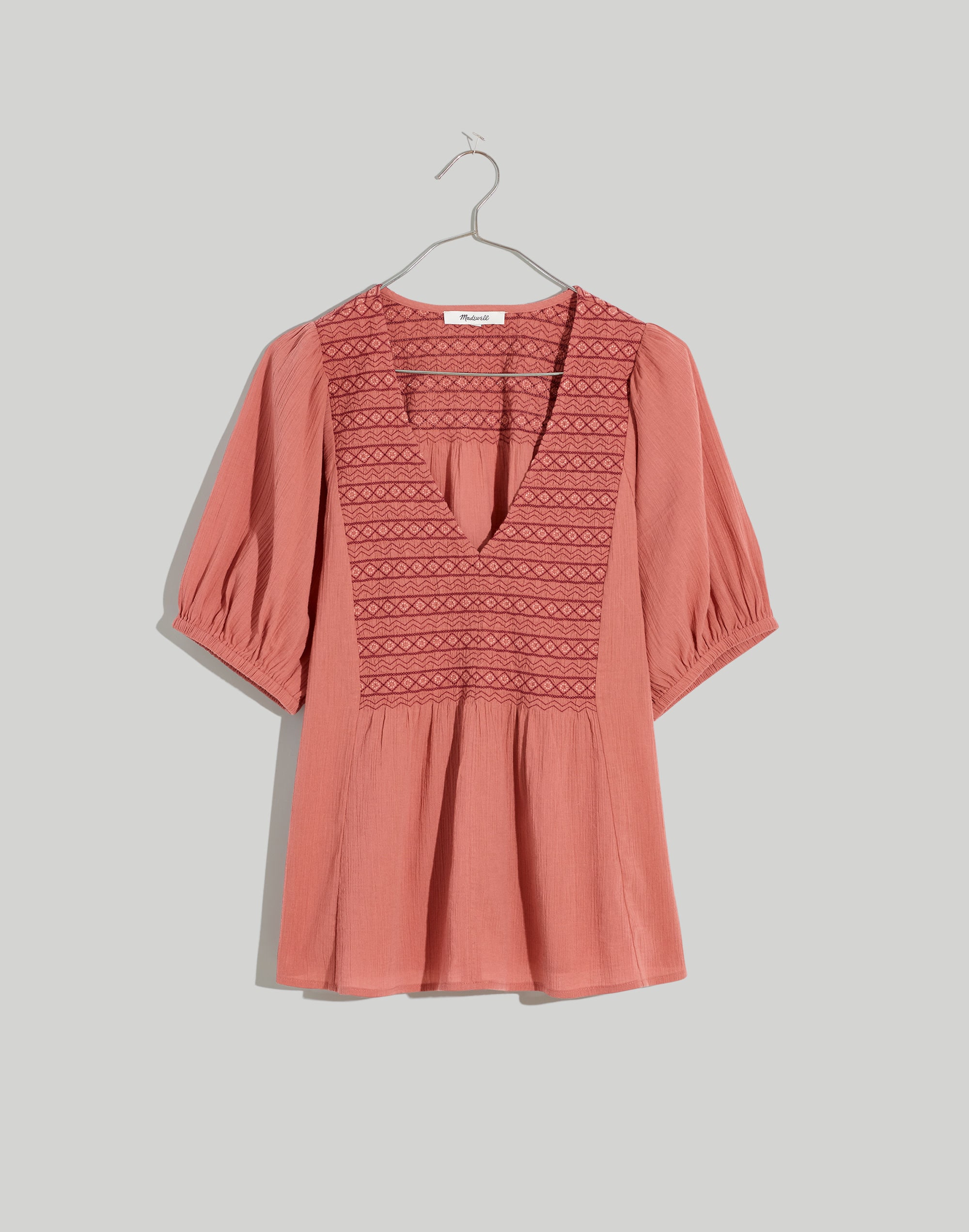 Embroidered-Yoke Top