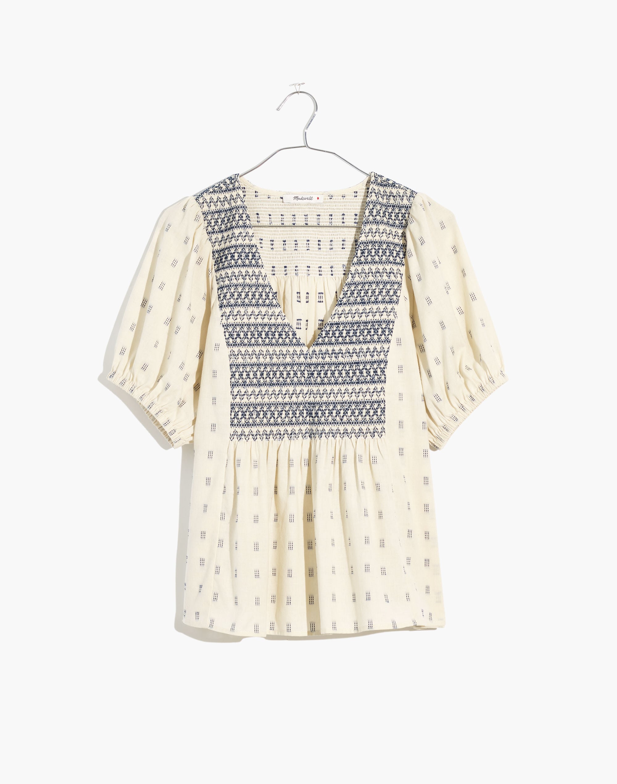 Embroidered-Yoke Top in Clipdot