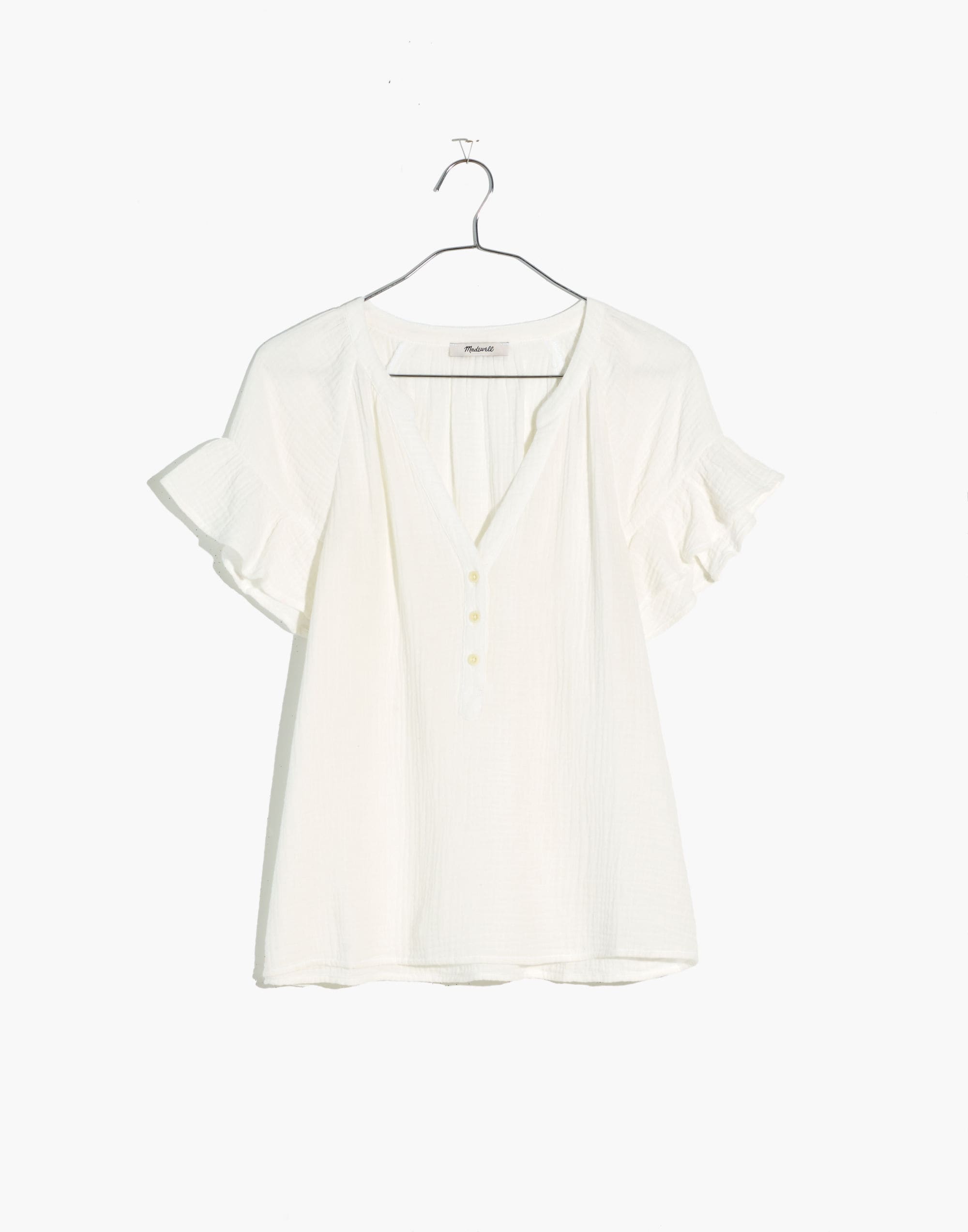 Lightspun Ruffle-Sleeve Henley Top