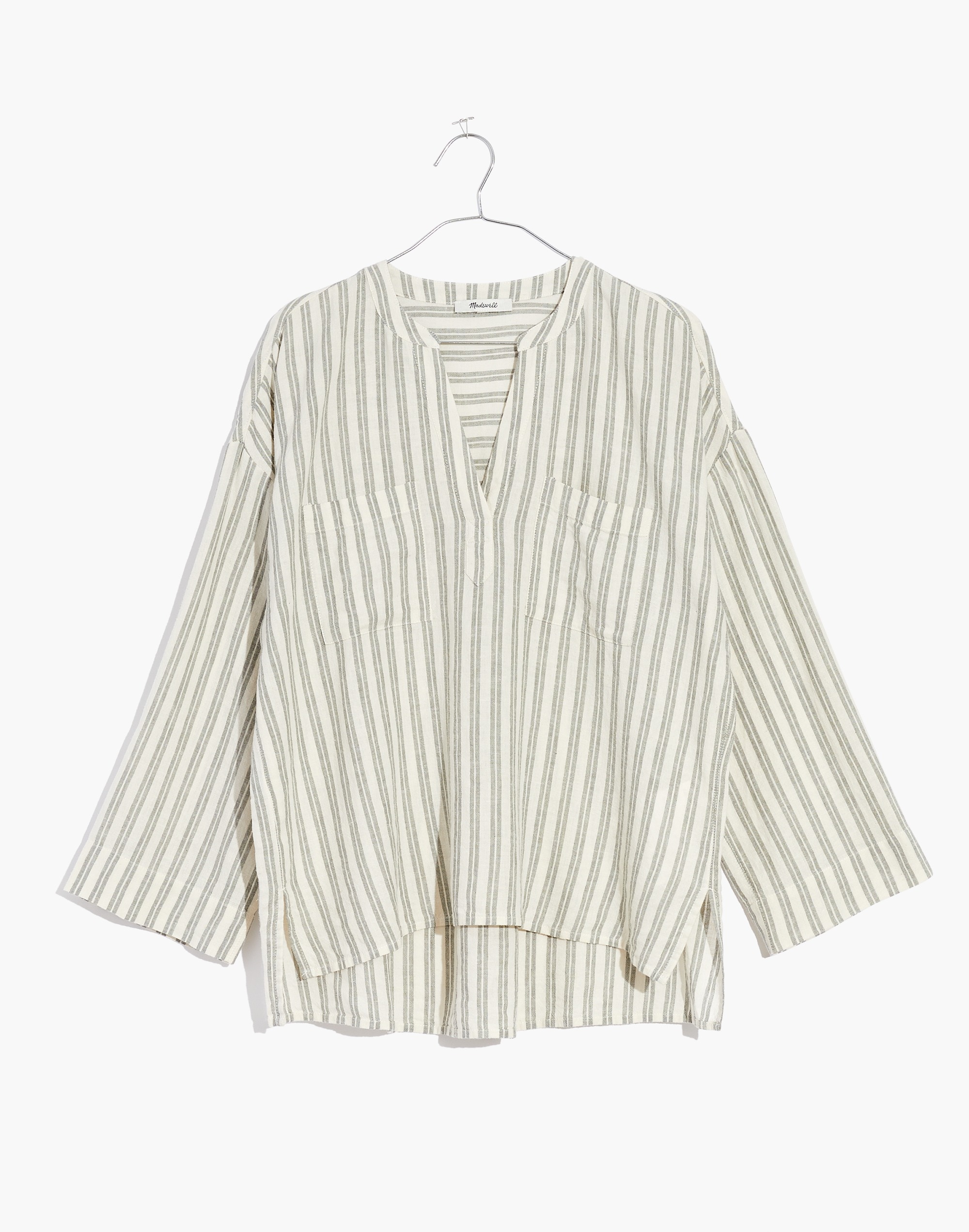 Linen-Blend Lakeline Popover Shirt in Hester Stripe