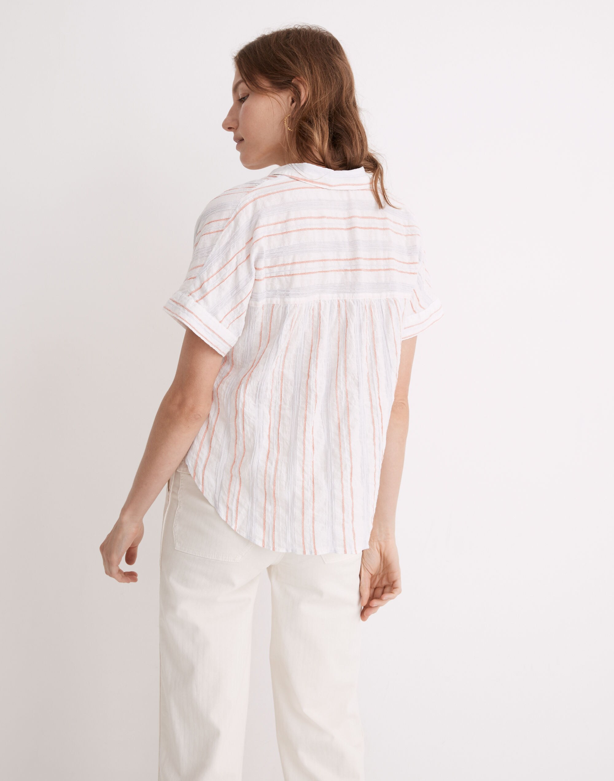 Courier Button-Back Shirt in Textural Stripe