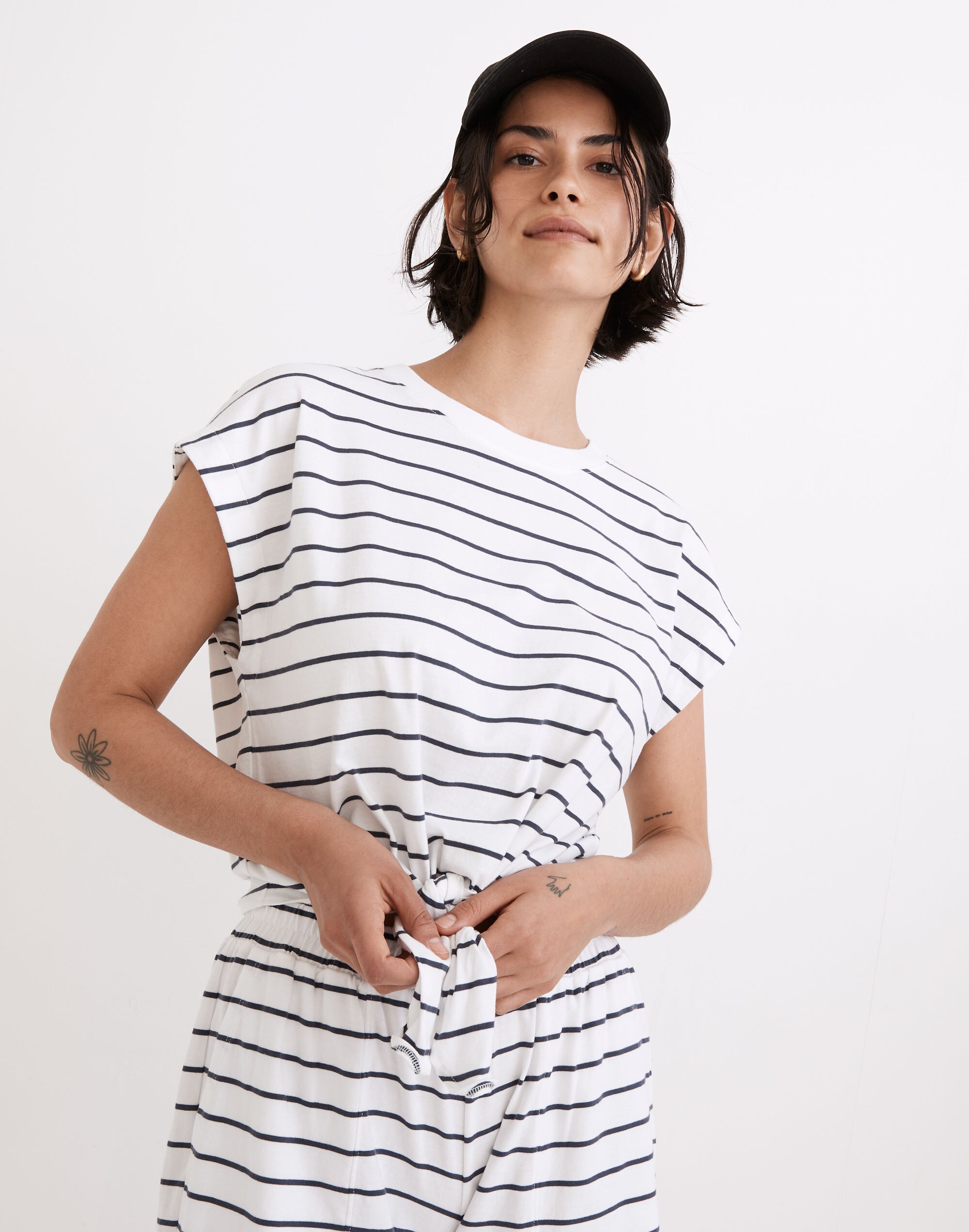 MWL Tie-Front Tee in Stripe