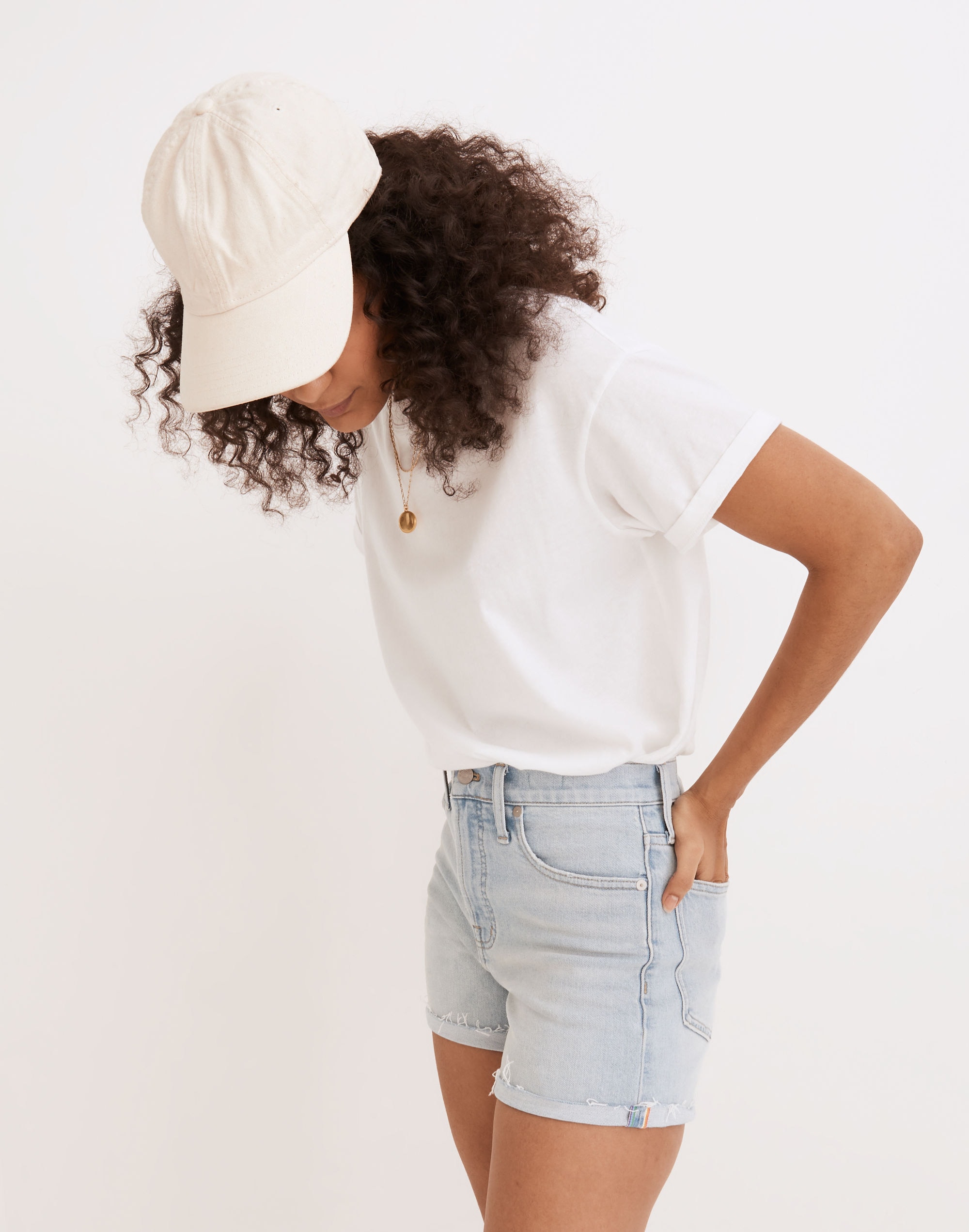 The Perfect Jean Short in Fallon Wash: Pride Rainbow Selvedge Edition