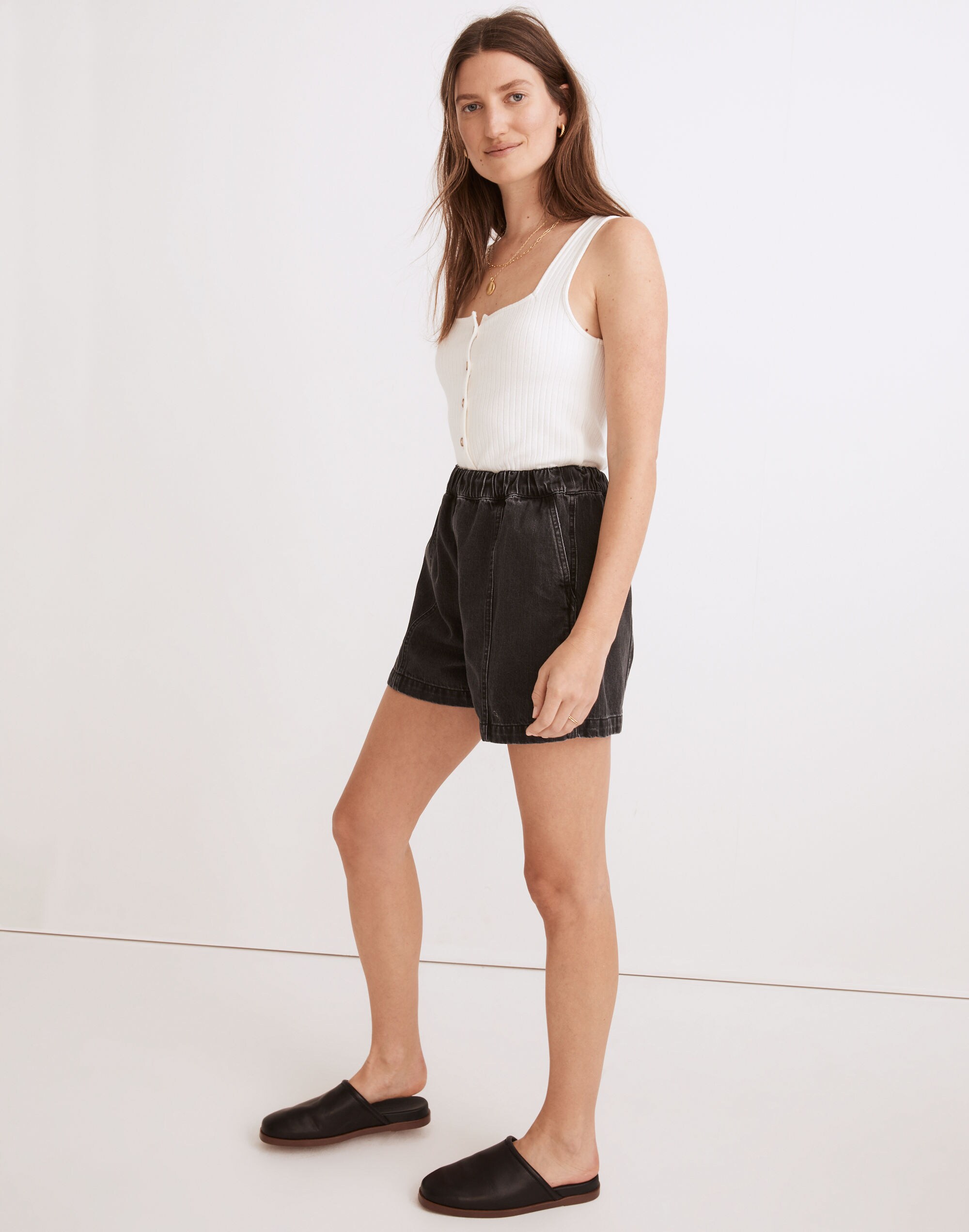 Denim Easy Pull-On Shorts in Lunar Wash: TENCEL&trade; Denim Edition