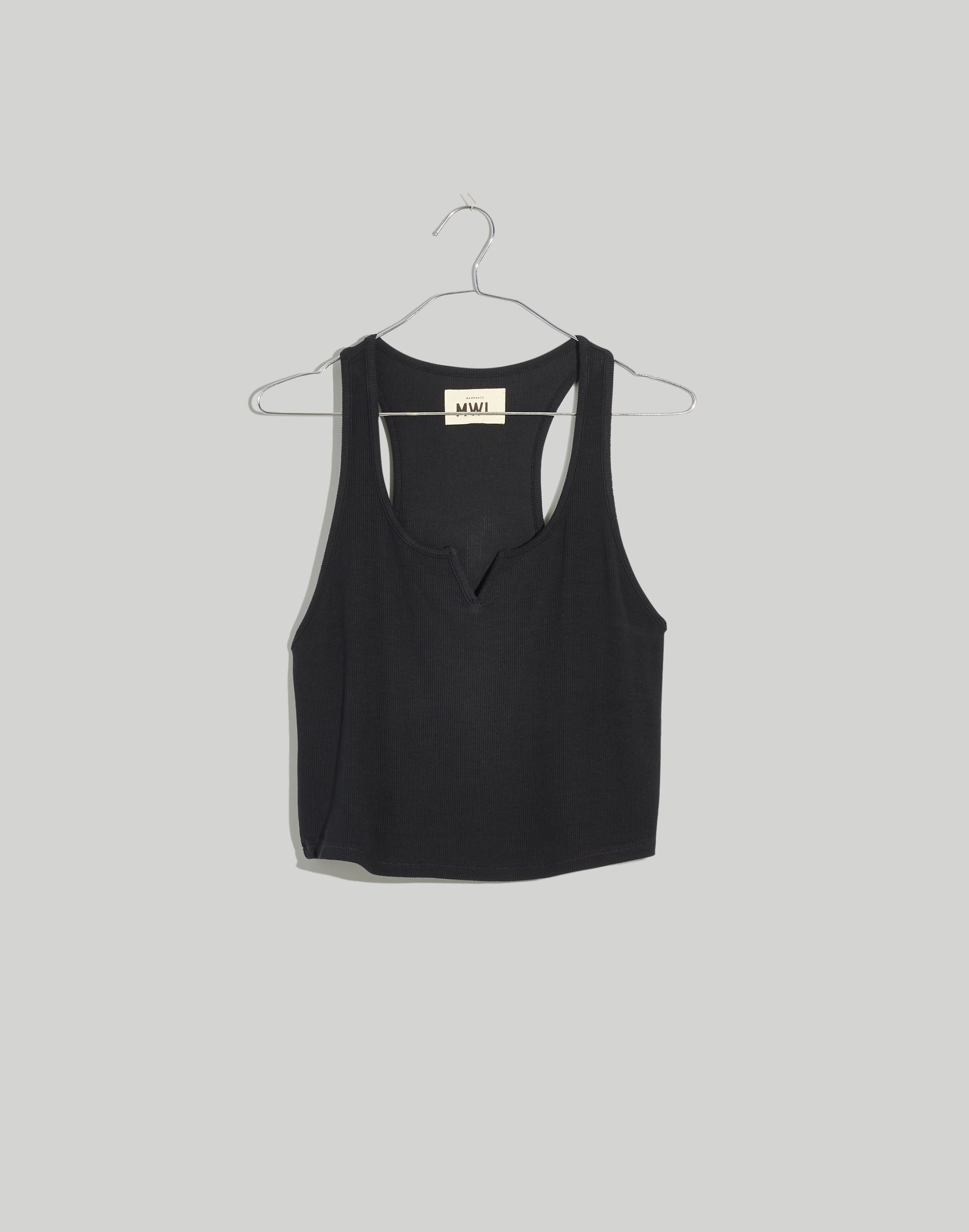 MWL Ribbed Split-Neck Crop Tank