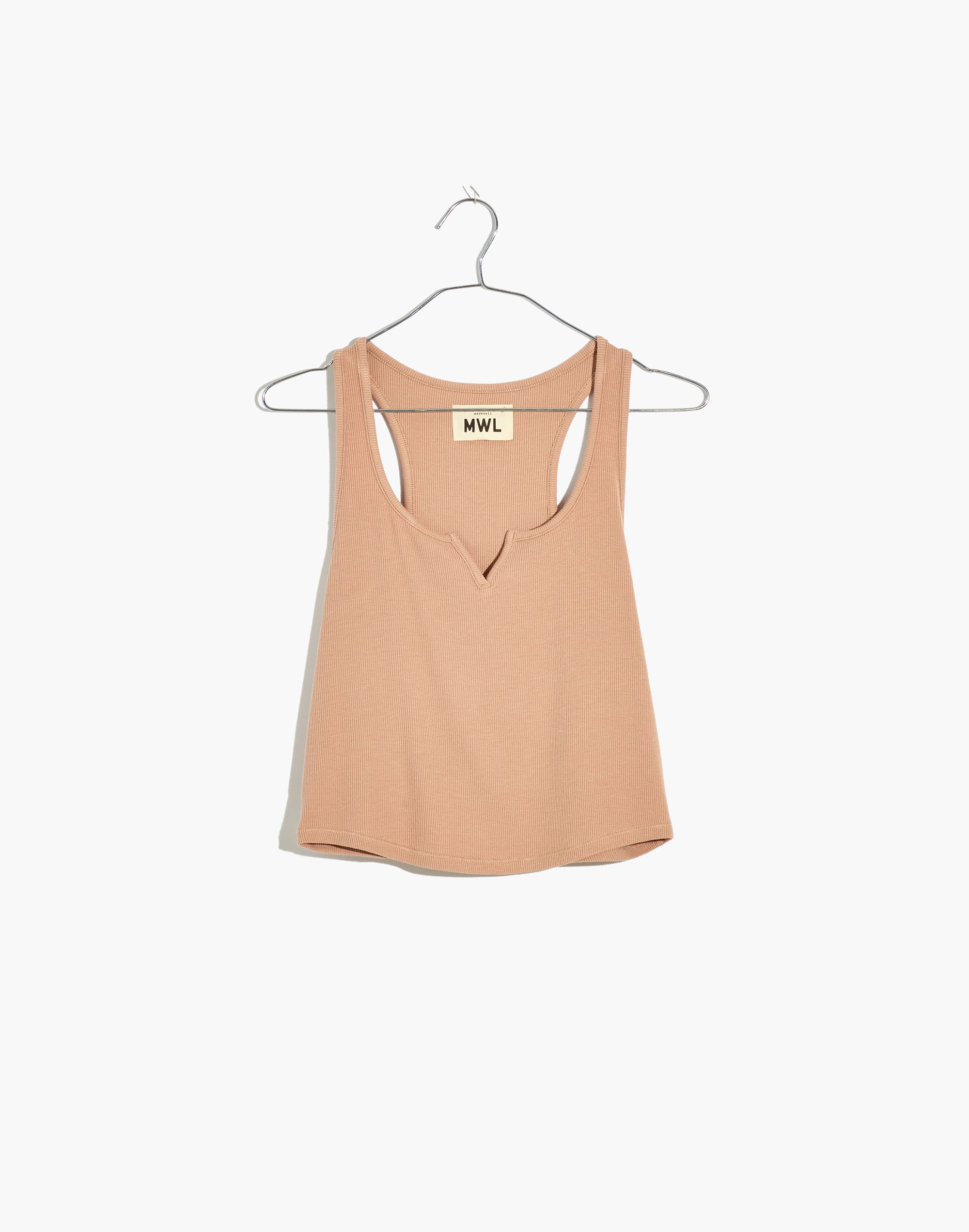 MWL Ribbed Split-Neck Crop Tank in null image 4