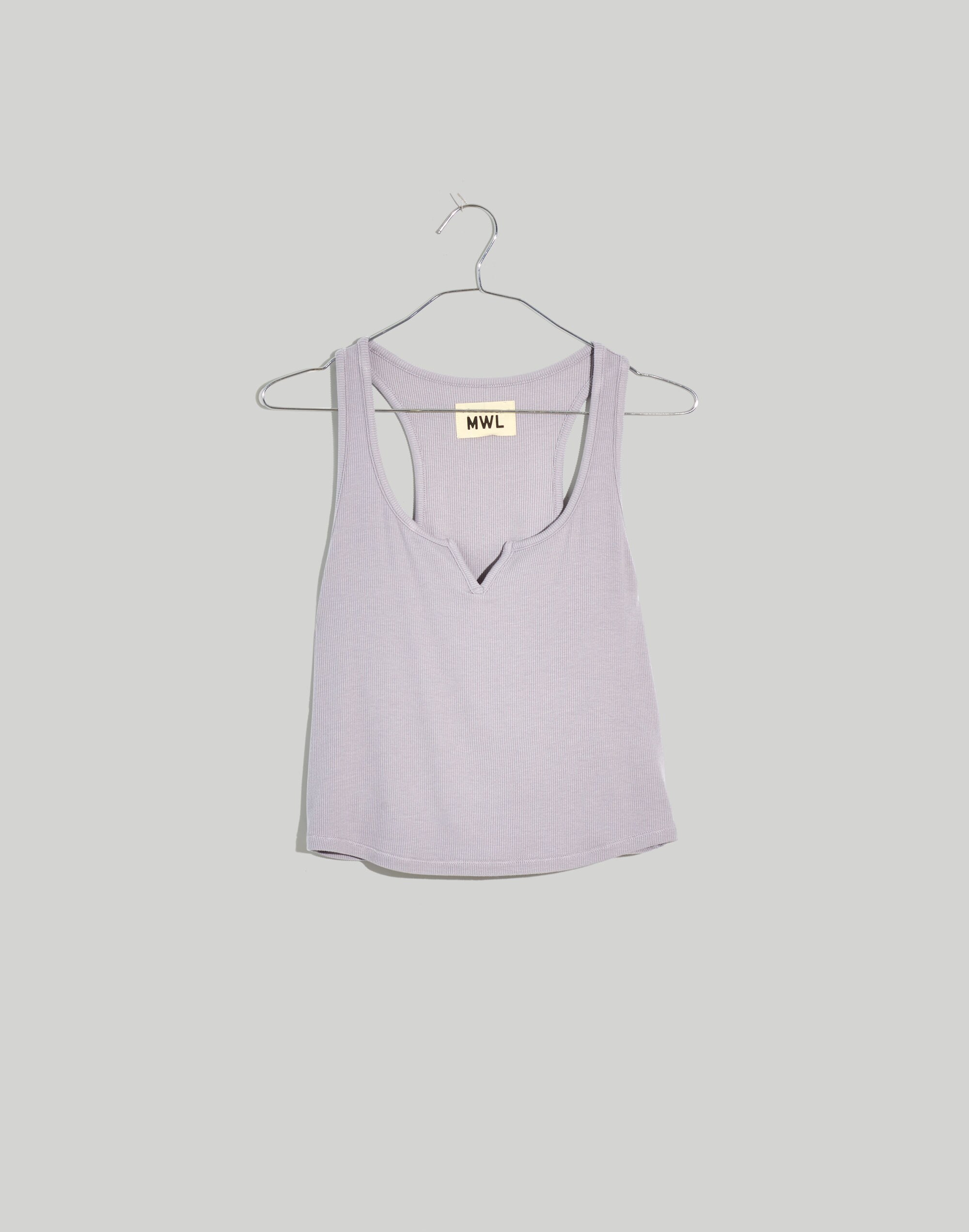 MWL Ribbed Split-Neck Crop Tank