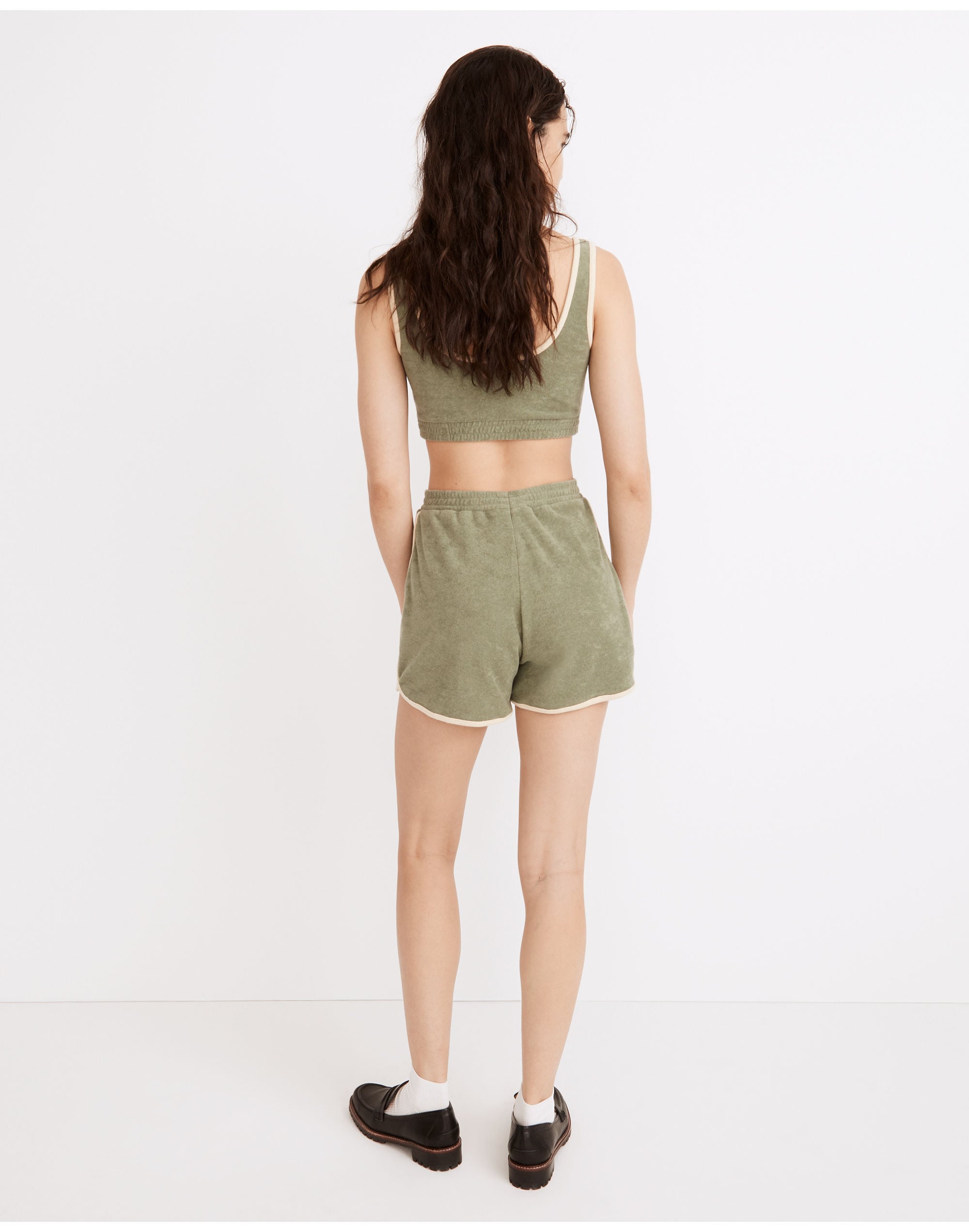 MWL Towel Terry Curved-Hem Shorts in Colorblock