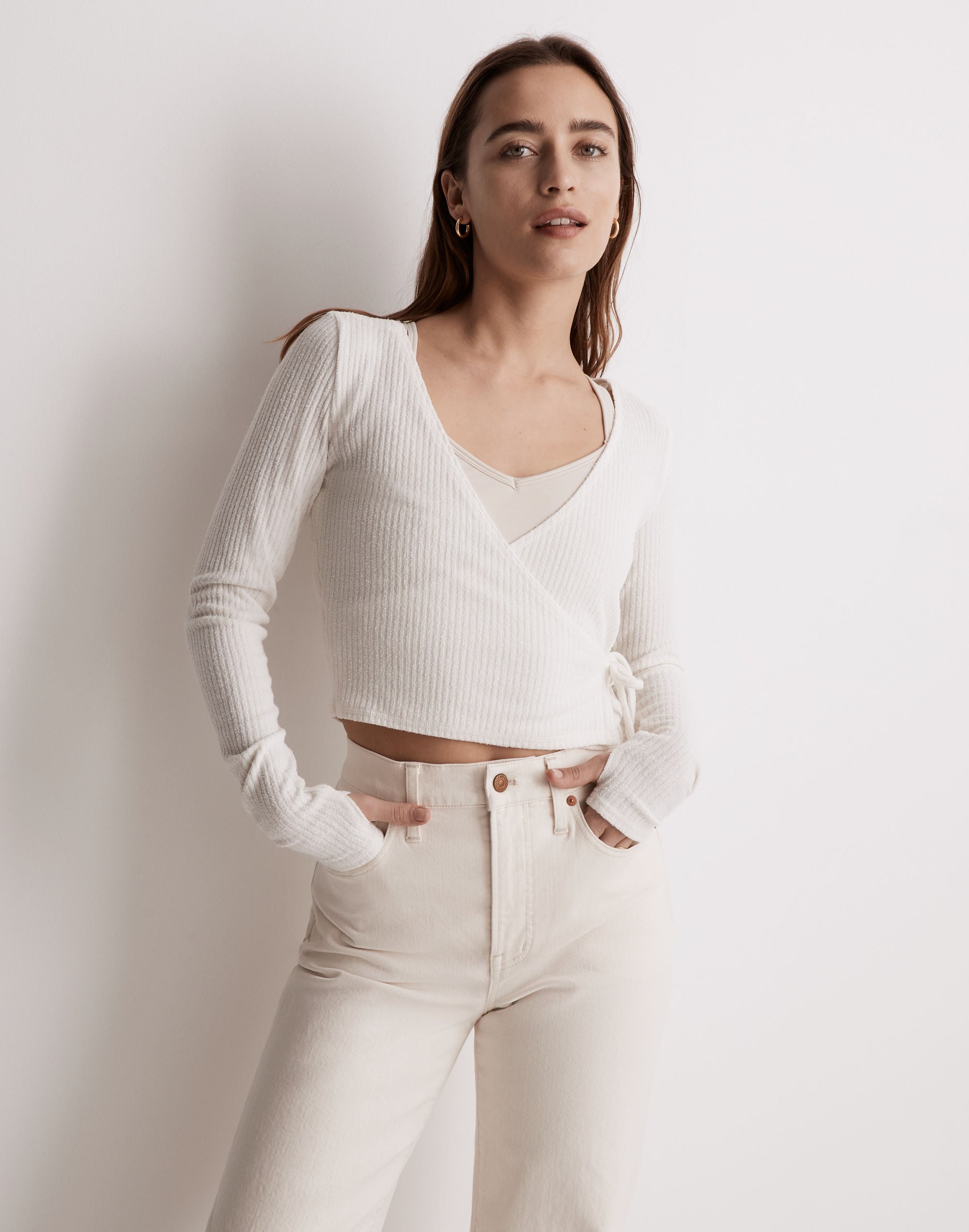 MWL Ribbed V-Neck Wrap Top