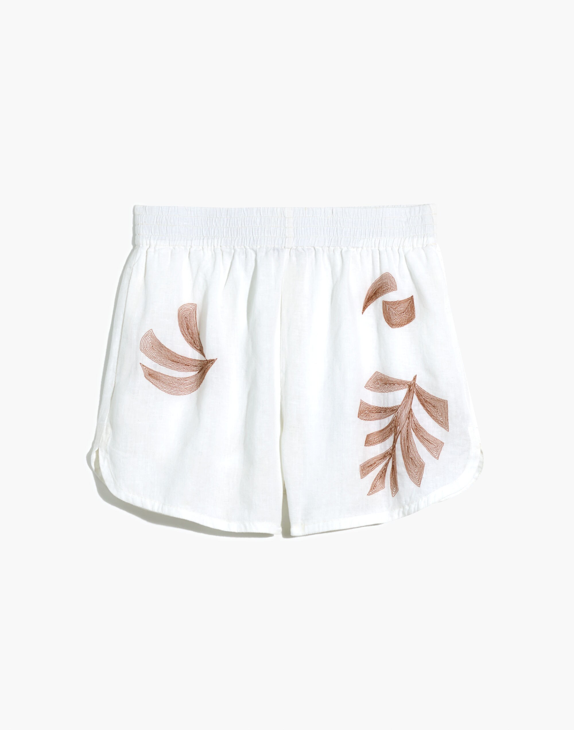 Embroidered Linen Pasadena Pull-On Shorts in Tropicale Floral