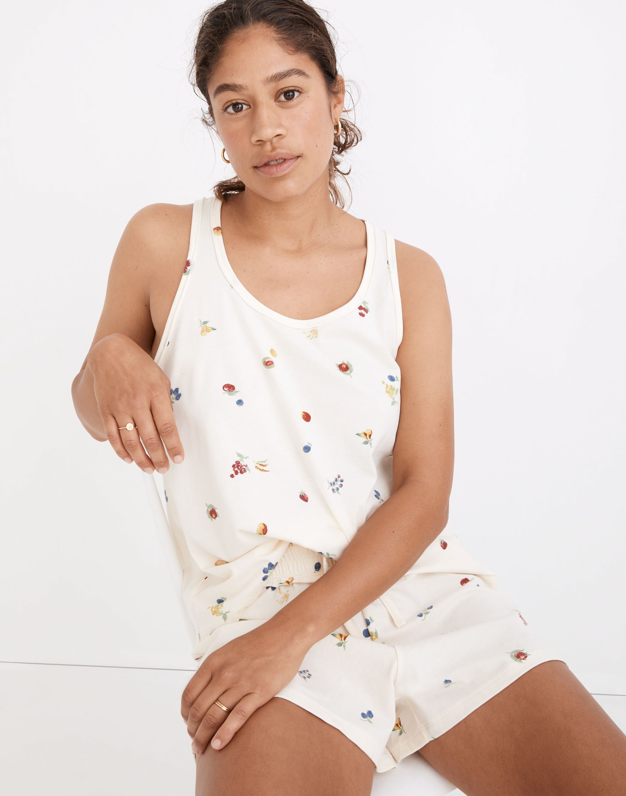 Raw-Edge Pajama Tank in Fresca Fruit