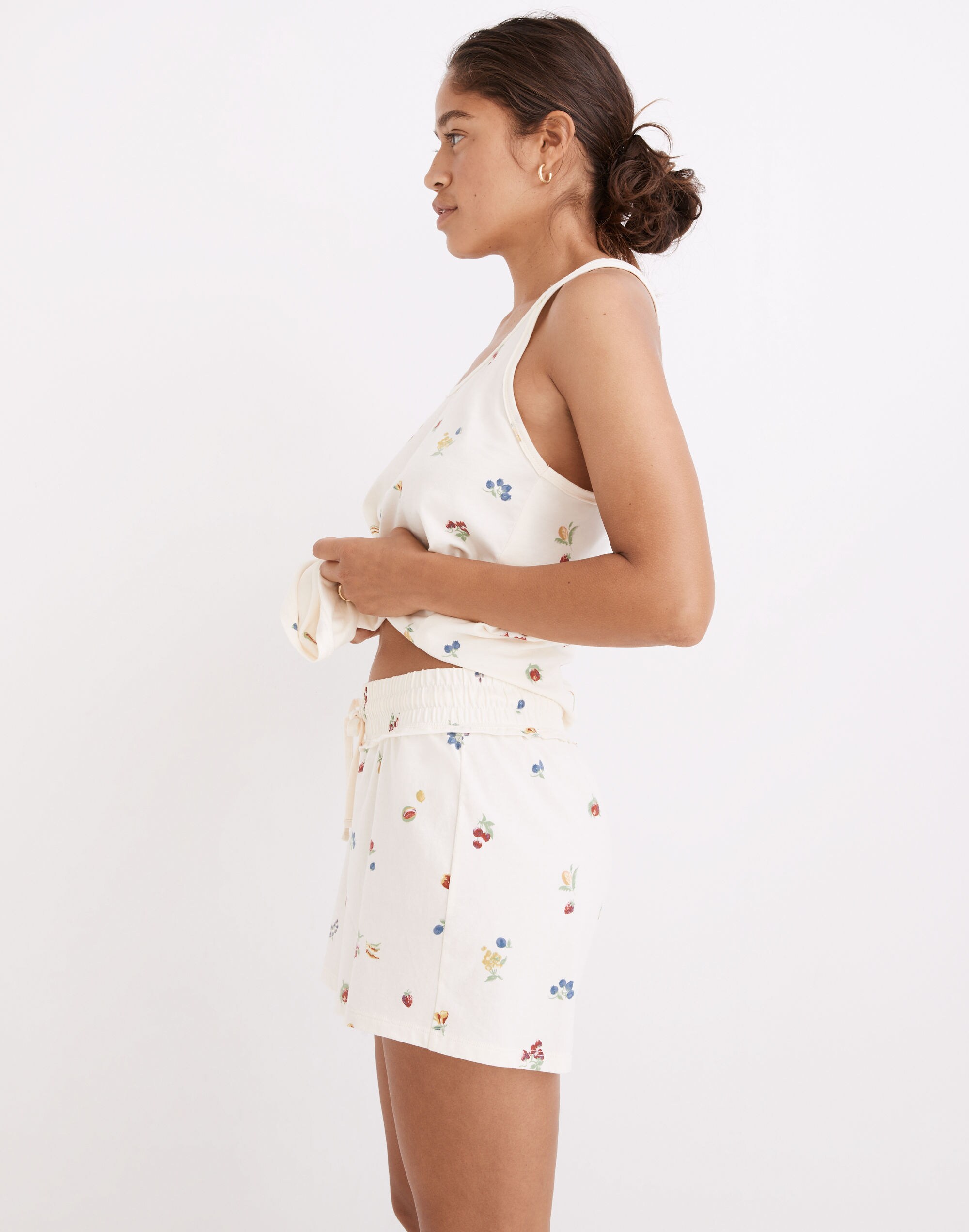 Raw-Edge Pajama Shorts in Fresca Fruit