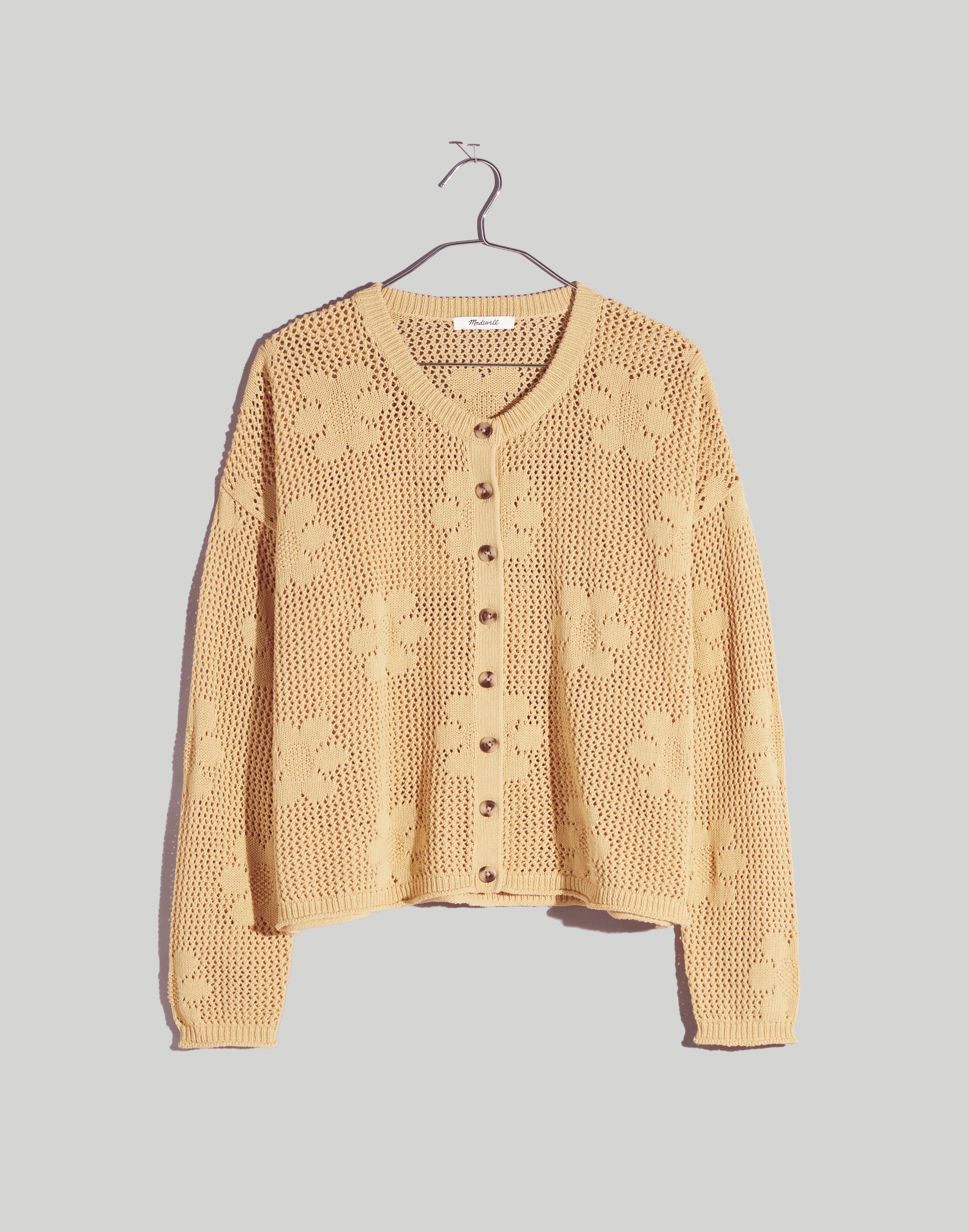 Floral Open-Stitch Cardigan Sweater