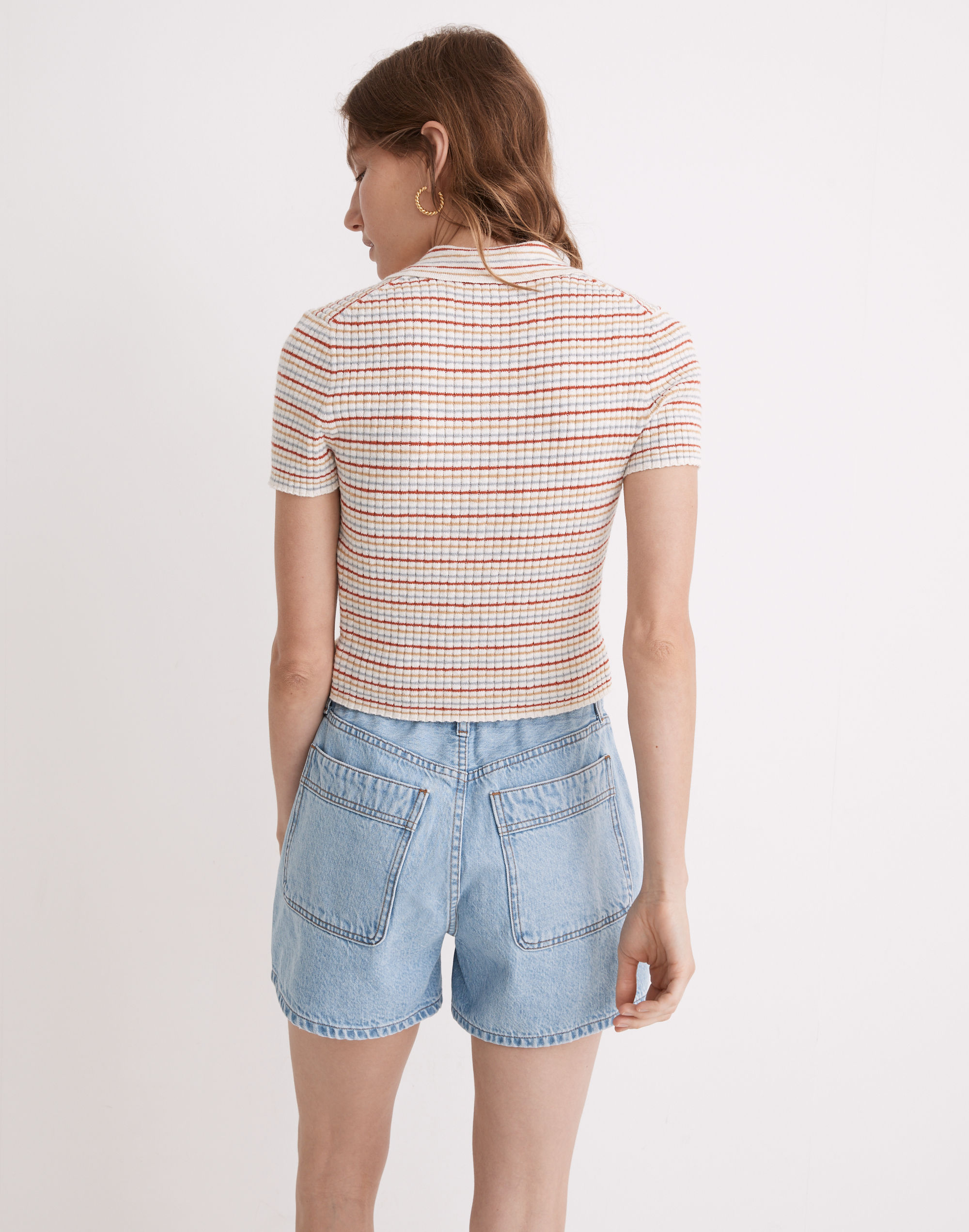 Barbrook Button-Front Sweater Polo in Stripe