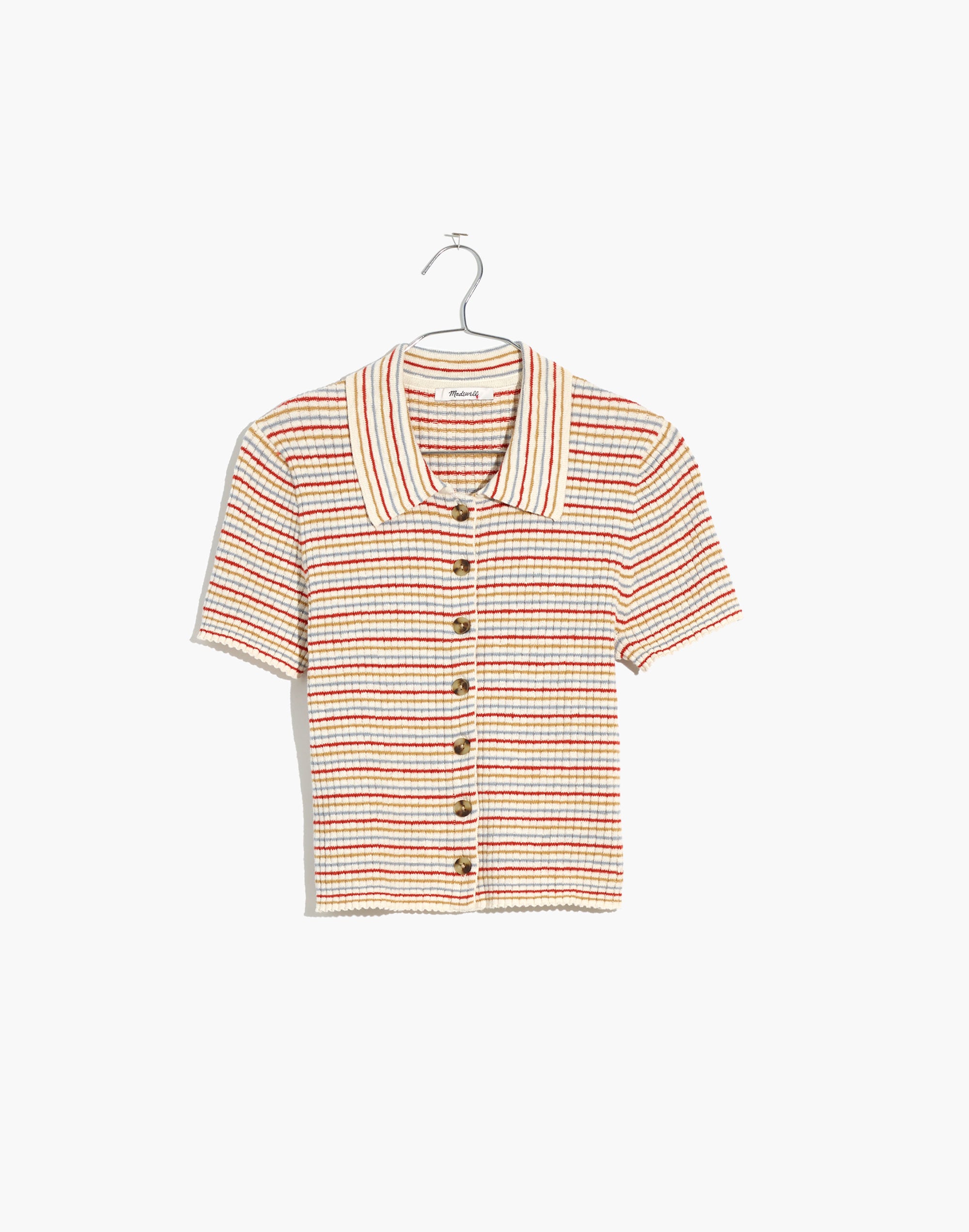 Barbrook Button-Front Sweater Polo in Stripe