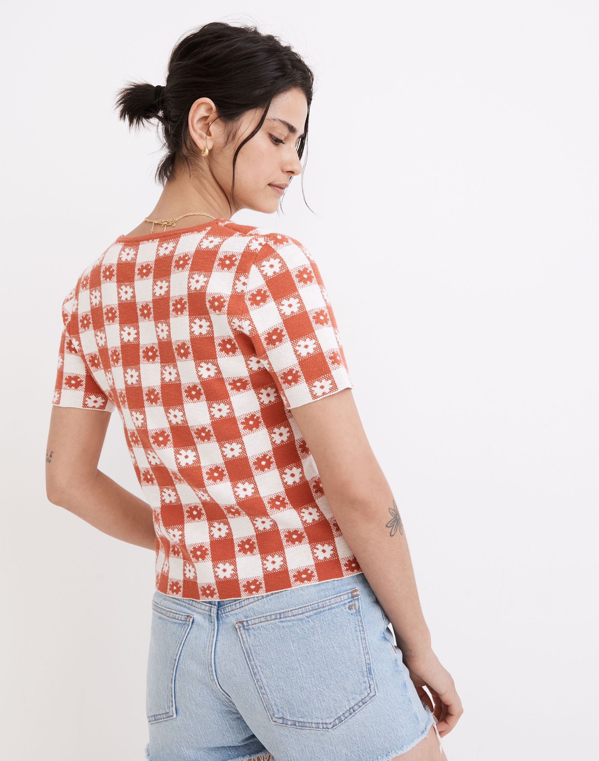 Floral Gingham Sweater Tee