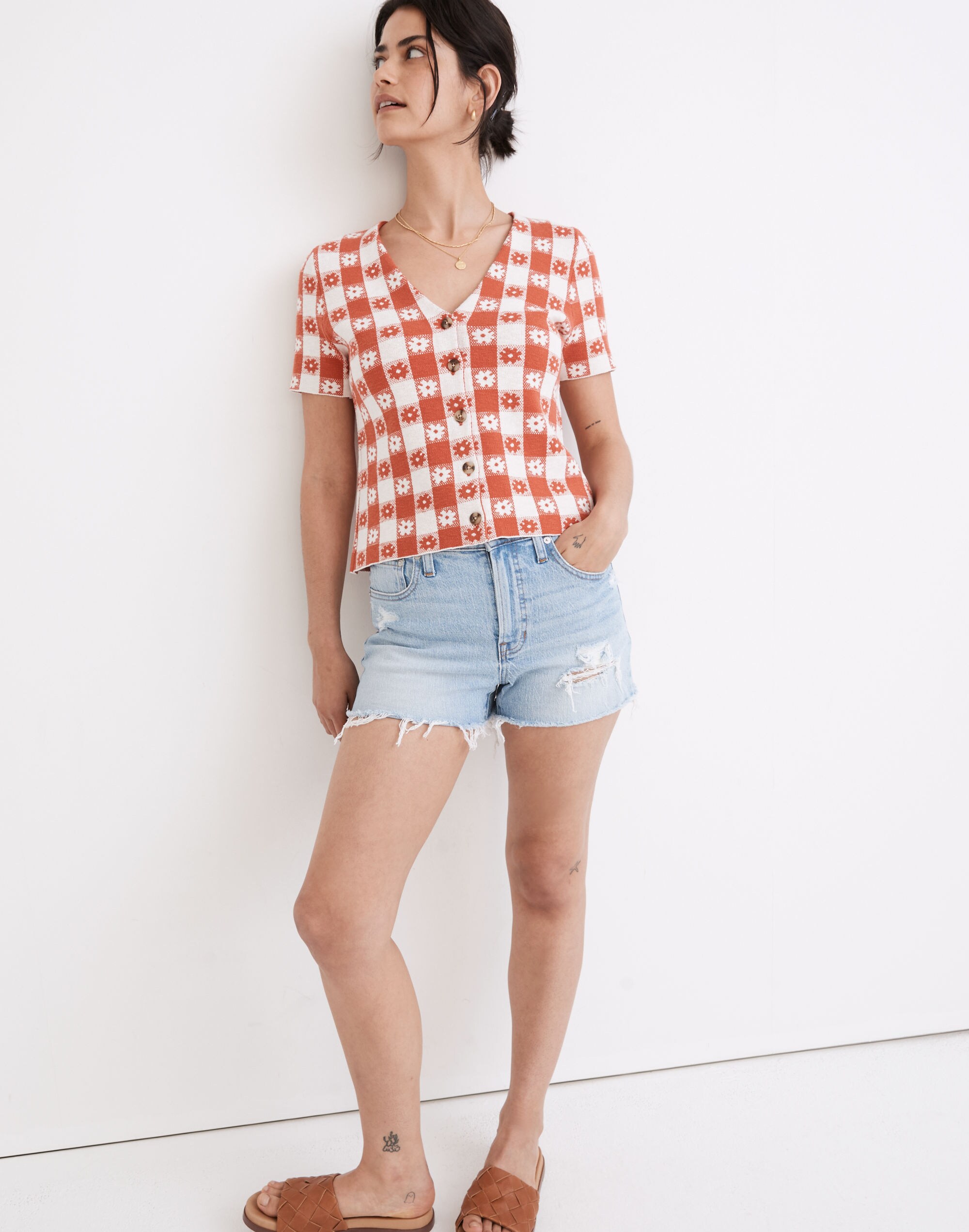 Floral Gingham Sweater Tee