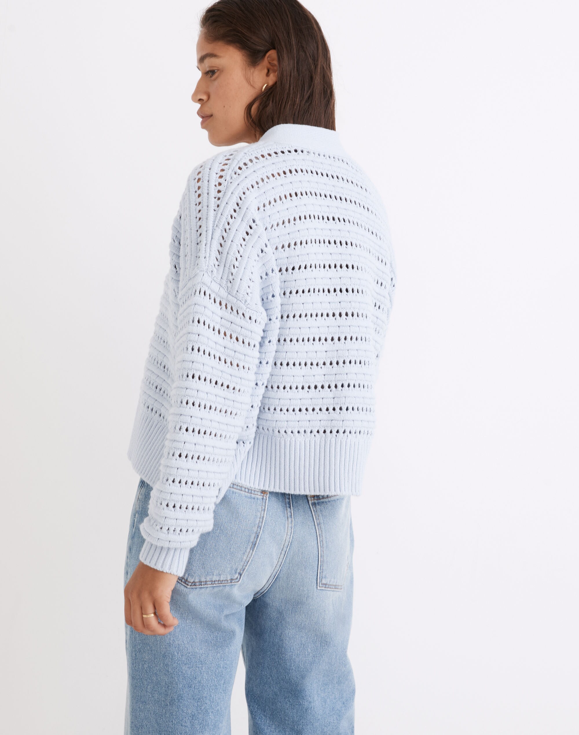 Tanfield Open-Stitch Cardigan Sweater