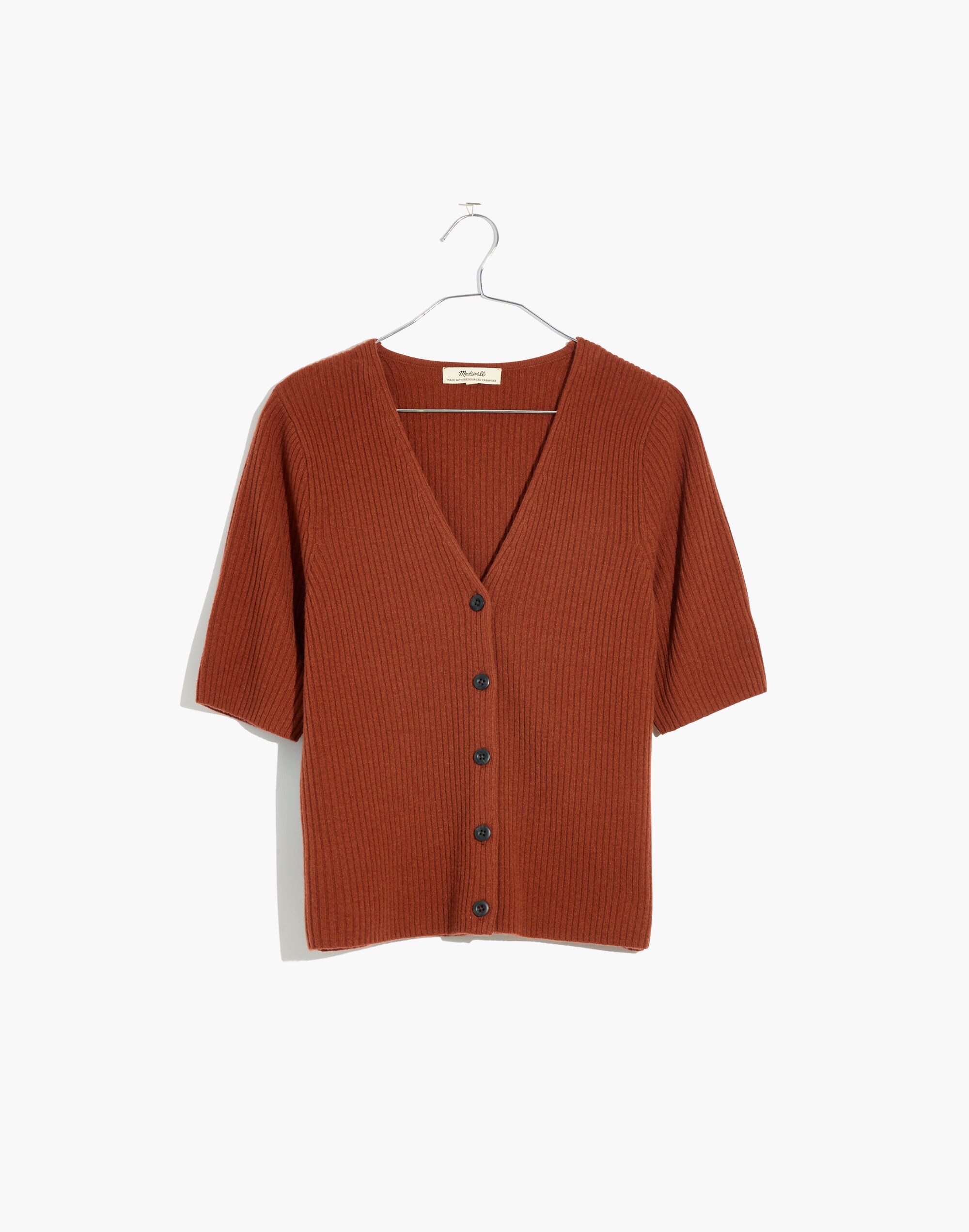(Re)sourced Cashmere Short-Sleeve Cardigan Sweater