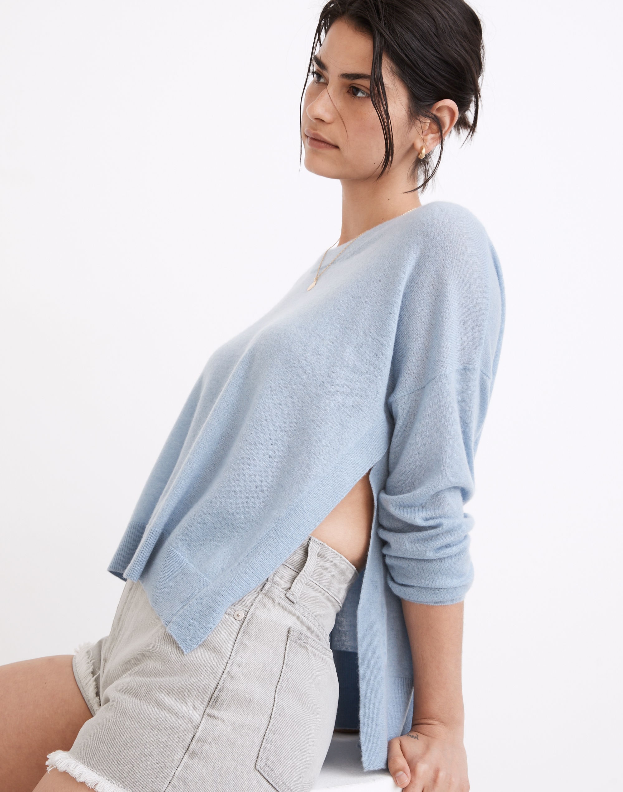 (Re)sponsible Weightless Cashmere Side-Slit Pullover Sweater